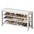 Taitiy Shoe Bench Storage Rubberwood with Leather Cushion for Entryway Bench Ideal for Hallways Shoe Rack Front Doors Entrances Mudrooms Featuring 3 Height-Adjustable and Removable Shelves