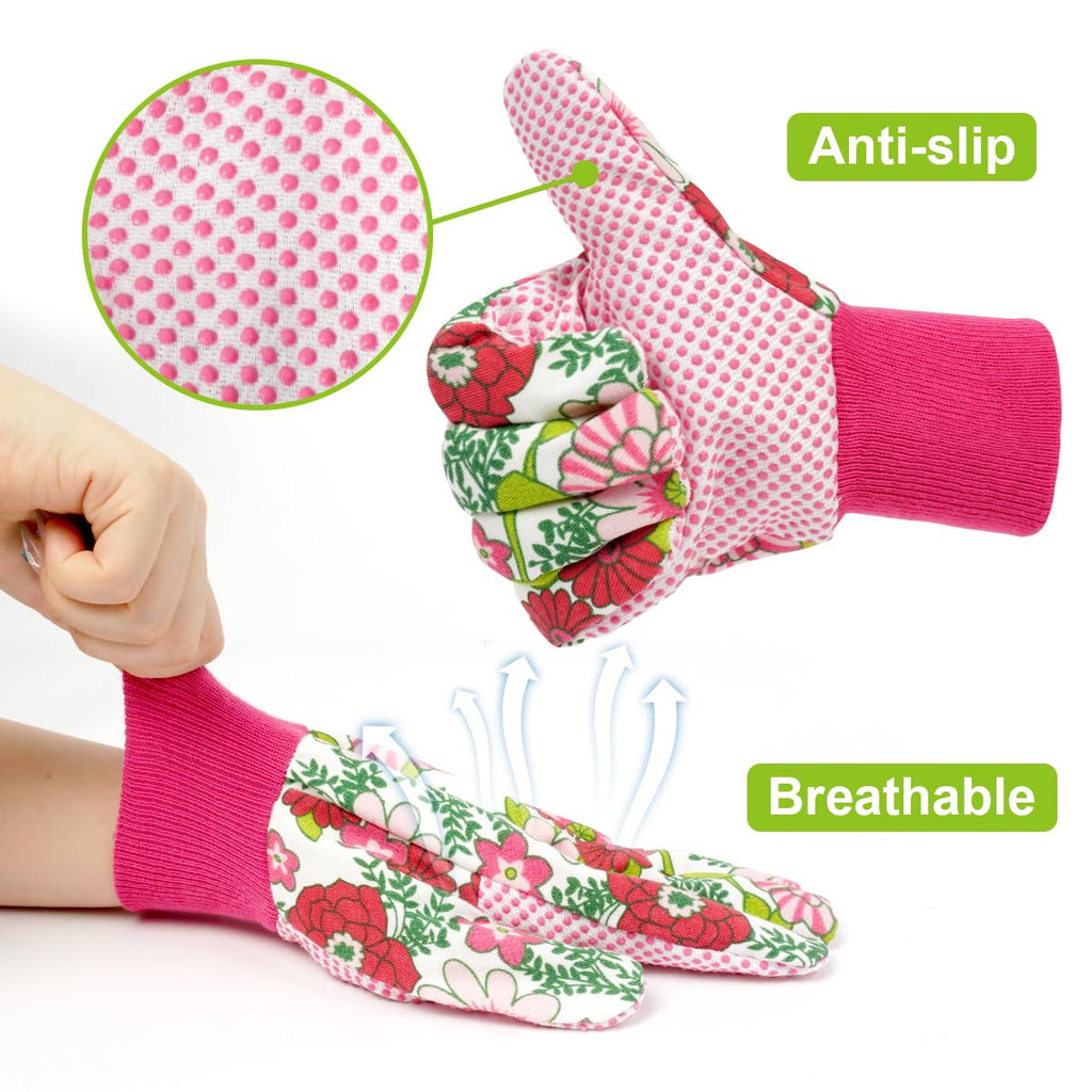 Ainiv Floral Gardening Gloves for Women/Ladies, Non-Slip Garden Work Gloves,Breathable Yard Work Glove Light Working Gloves