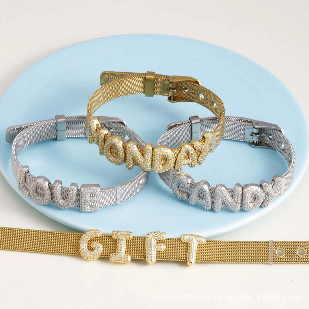 Personalized Name Bracelet for Women | Custom Bubble Letter, Jewelry Gift for Mom, Bridesmaid, Girlfriend