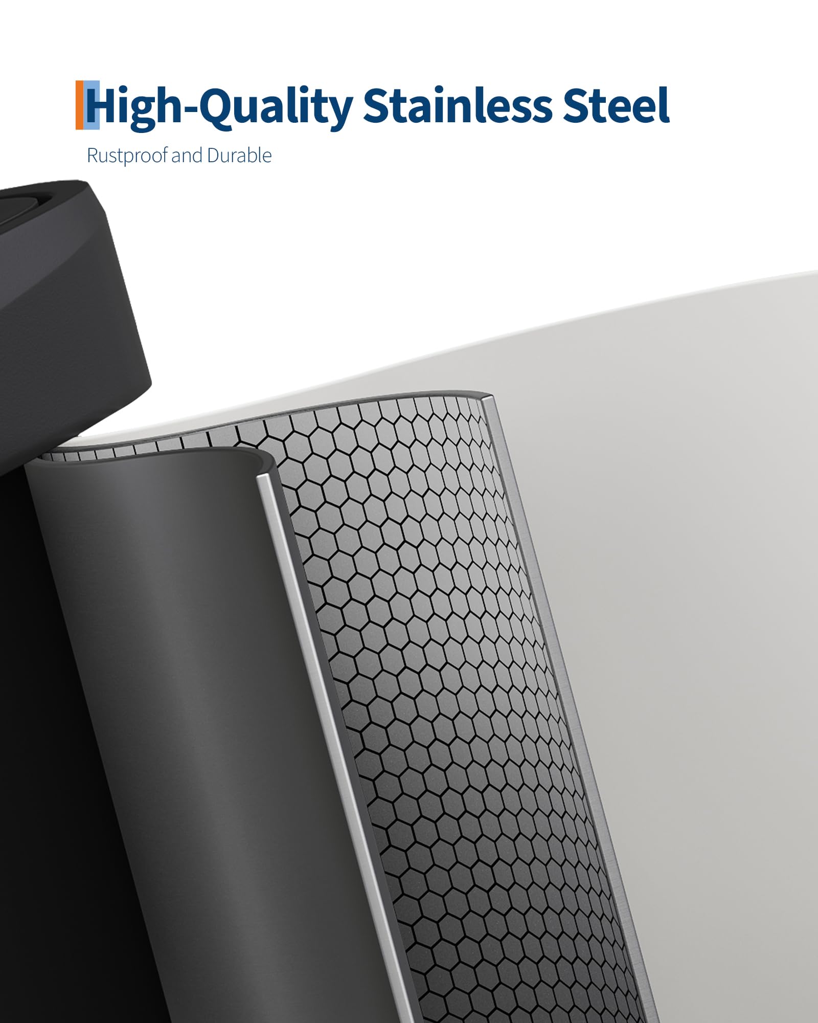 Garvee 13 gal / 50 L Stainless Steel Trash Can with Lid, Large Garbage Can for Kitchen, Rustproof Step-on Kitchen Metal Trash Bin with Liner Rim, Rear Handle, Soft Close Plastic Lid, Silver