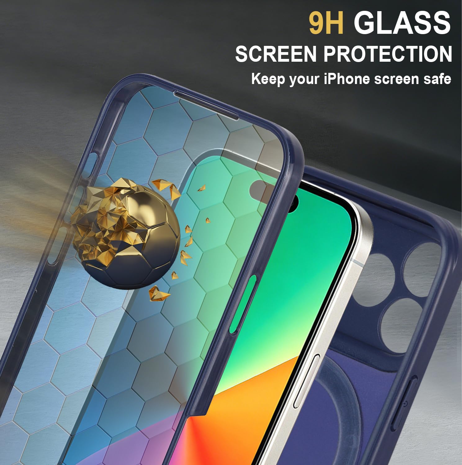 for iPhone 17 Pro Max Case Compatible with MagSafe Full-Body Magnetic Phone Case with Built-in Tempered Glass Screen Protector& Stand for iPhone17 Pro Max Cover, Orange