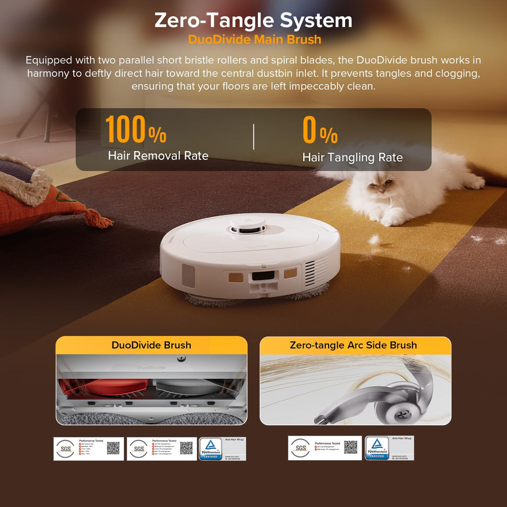 roborock Qrevo S5V Robot Vacuum and Mop, FlexiArm Edge Mopping, 12,000Pa Suction, Dual Zero-Tangle System, Smart Obstacle Avoidance, 10mm Mop Lifting, Auto Mop Washing&Drying, Self-Emptying&Refilling