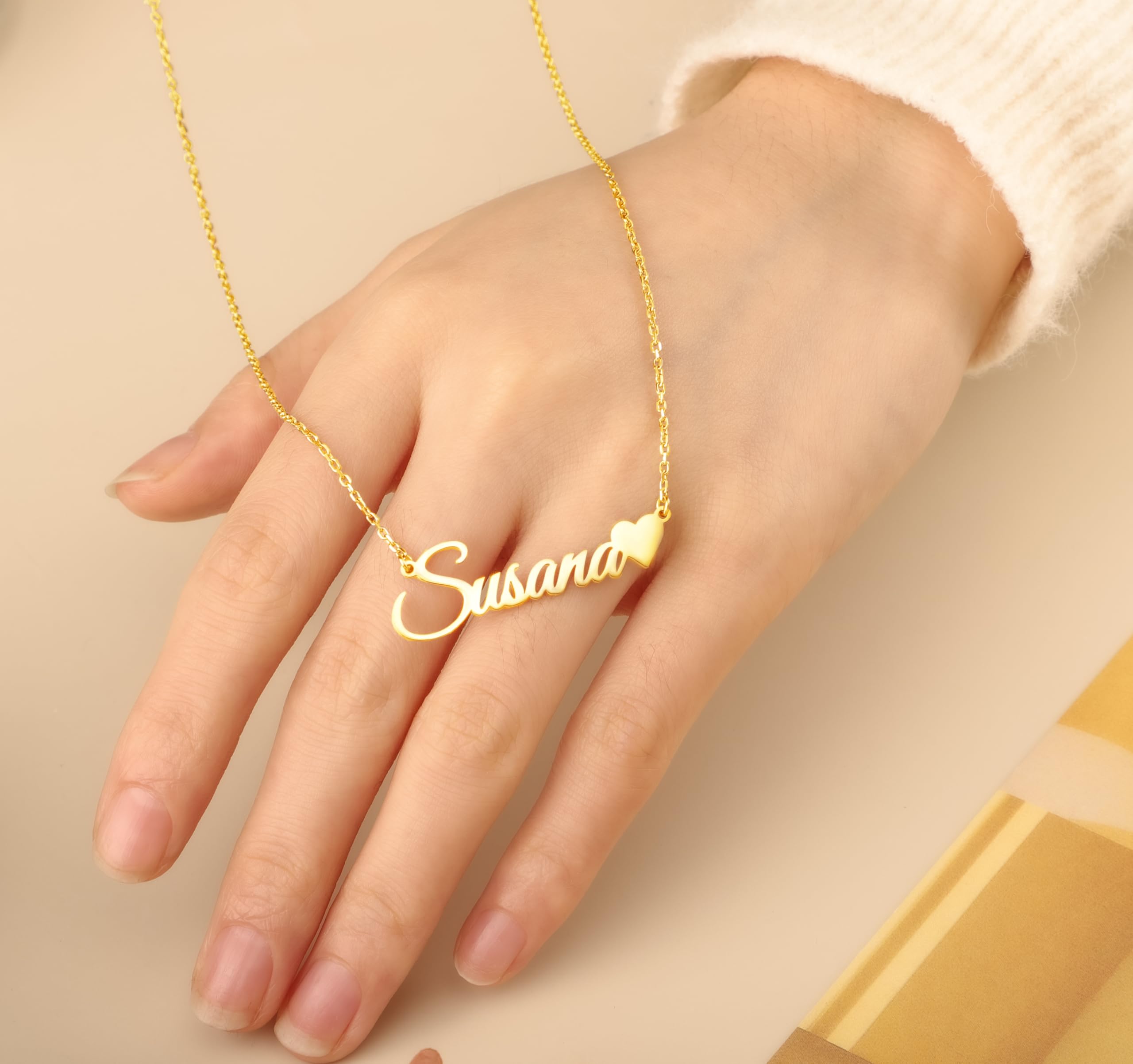 TinyName Custom Name Necklace Personalized 18K Gold Plated Nameplate Customized Jewelry Gift for Women