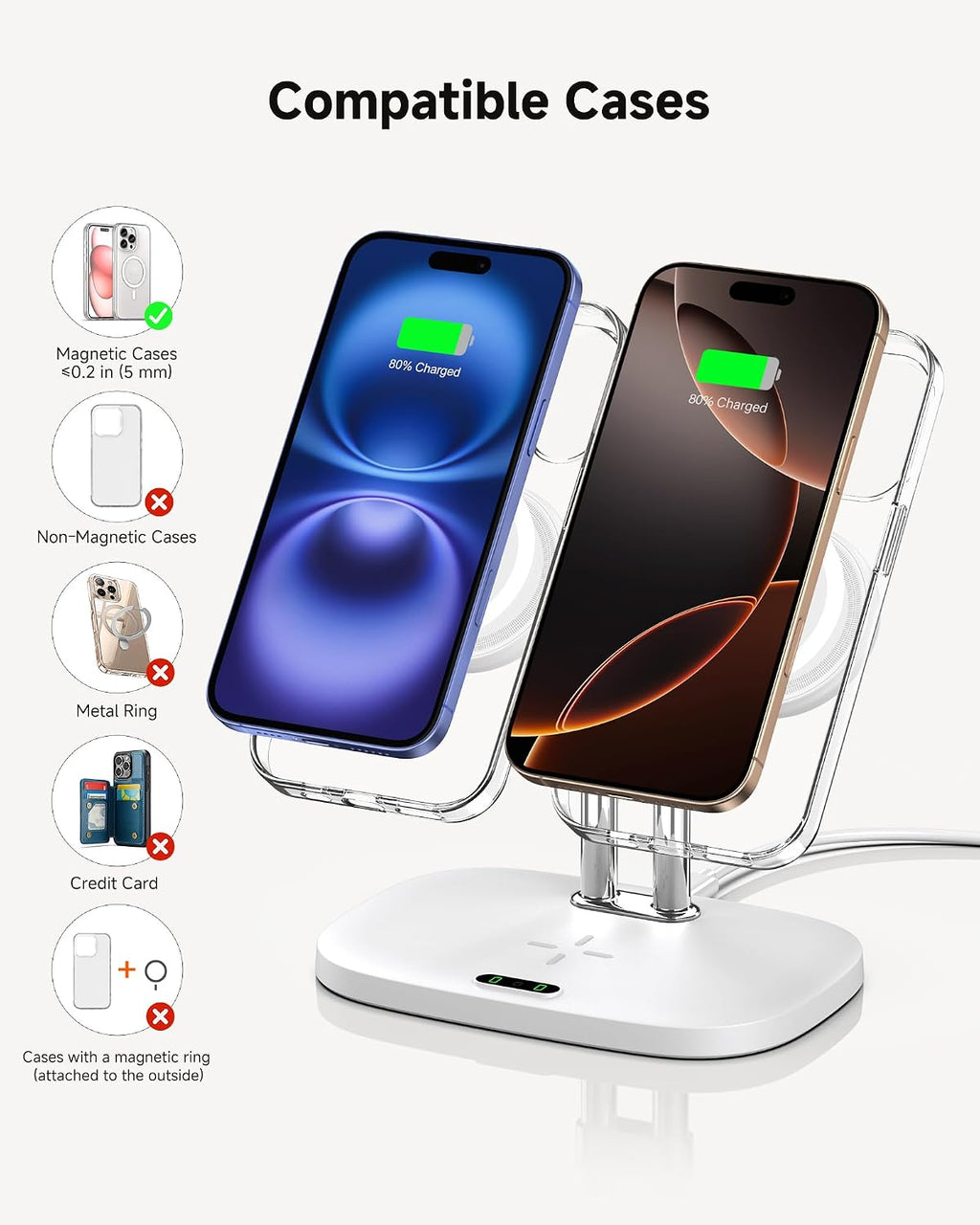 Charging Station for Mag Safe Charger, 3 in 1 Wireless Charger for iPhone Air/17/16/15/14/13/12 Series, for Apple Watch & Air Pods, SwanScout 707M (No Adapter)