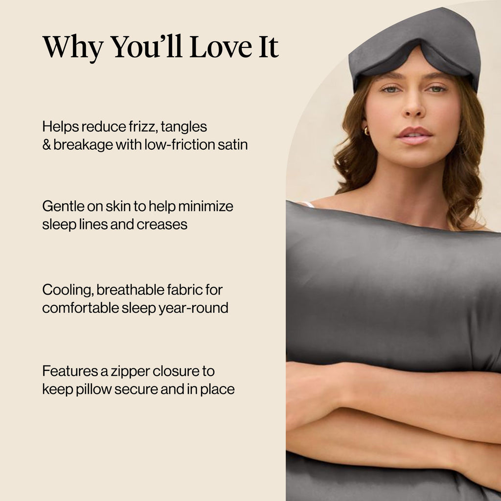 Kitsch Satin Pillowcase with Zipper - Standard Size, Leopard | Softer Than Silk Pillow Cases, Smooth Cooling Satin Pillow Case for Hair and Skin, Wrinkle-Free, Machine Washable