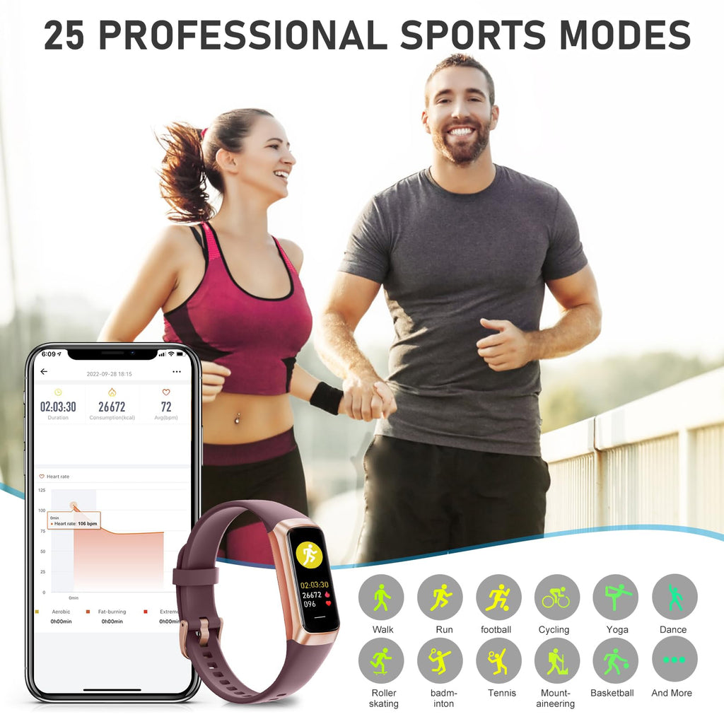 Fitness Tracker with 24/7Heart Rate, Blood Pressure, Sleep Tracking, Calorie, Activity Tracker with 1.1" AMOLED Color Screen, Waterproof Step Tracker for Android iPhones Women Men