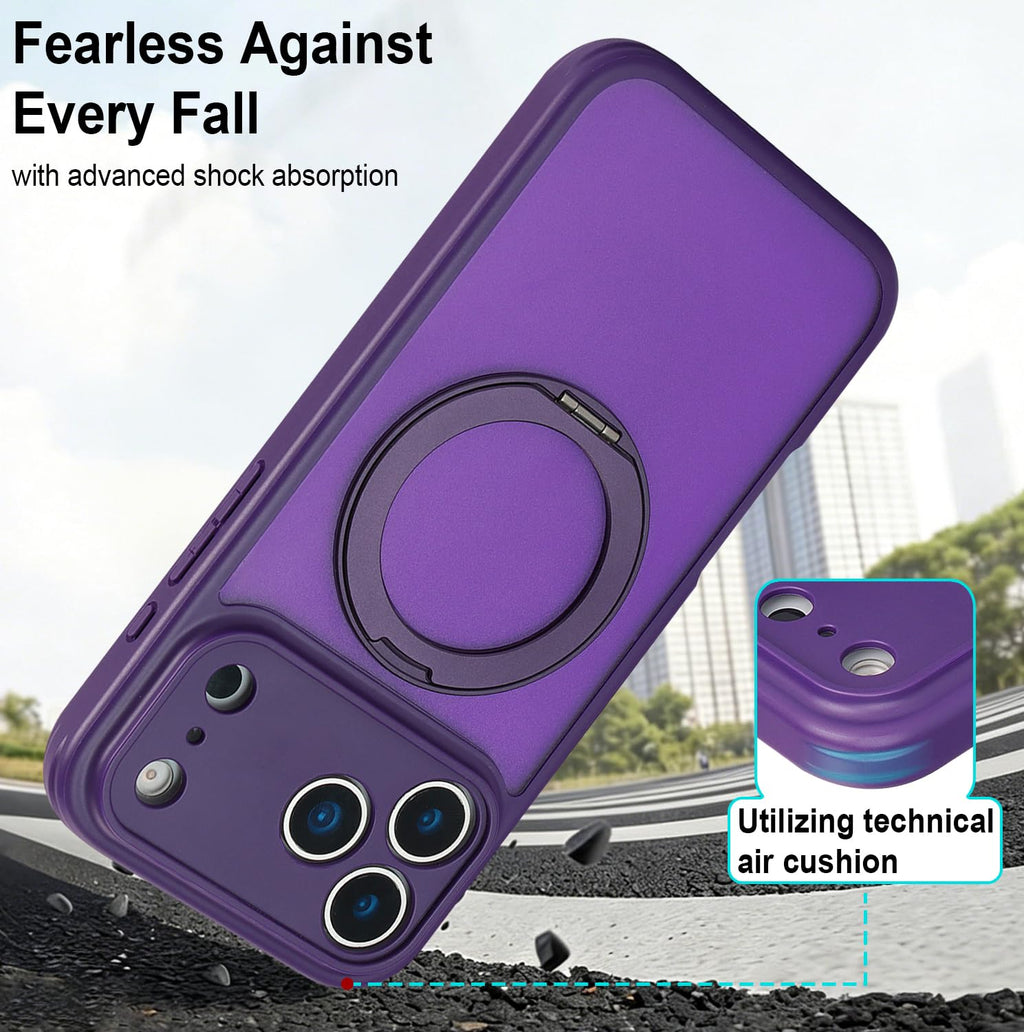 for iPhone 17 Pro Max Case Compatible with MagSafe Full-Body Magnetic Phone Case with Built-in Tempered Glass Screen Protector& Stand for iPhone17 Pro Max Cover, Orange