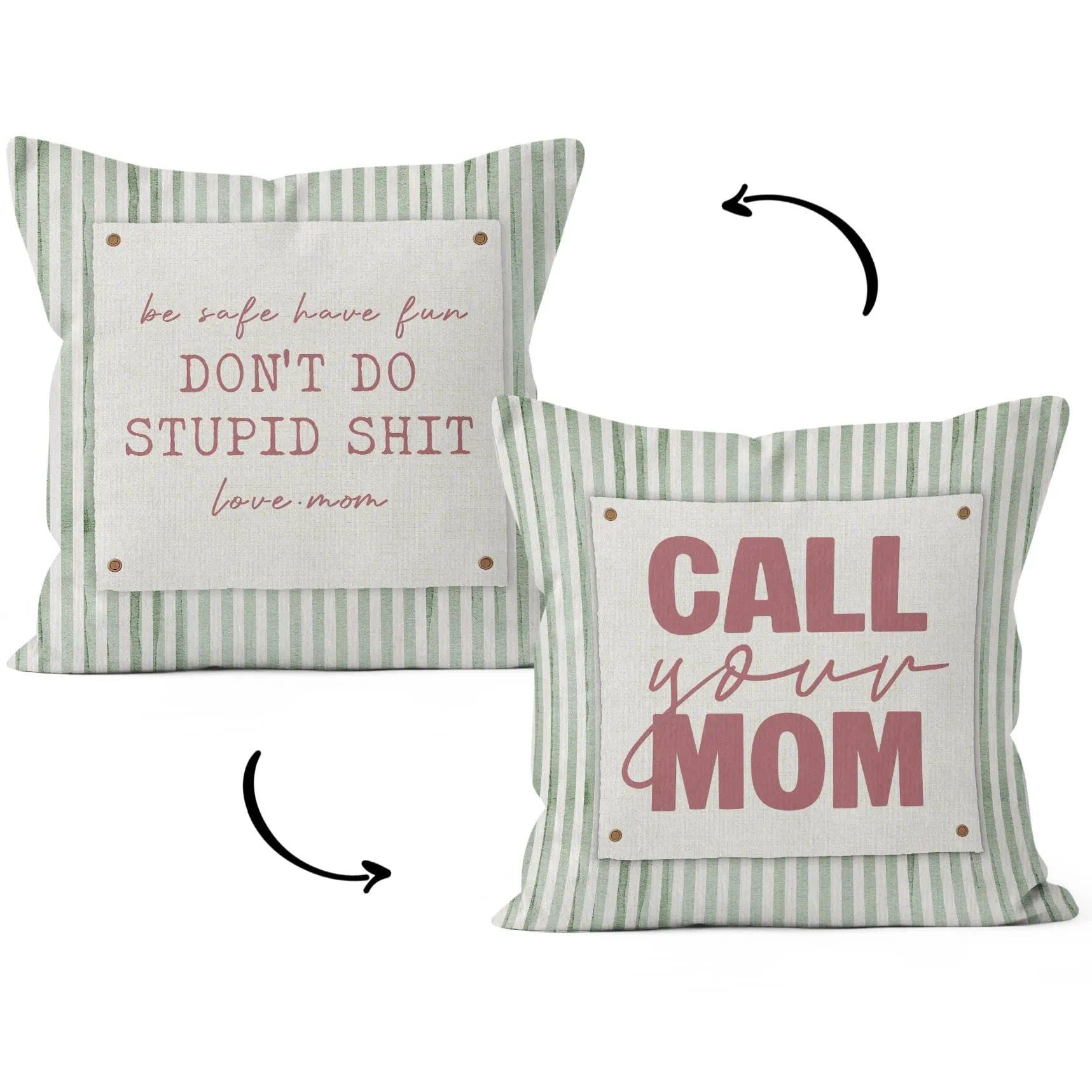 HIWX College Dorm Decor,Funny Have Fun Be Safe Make Good Choices Call Your Mom Decorative 18 x 18 Throw Pillow Cover,Call Your Mom Pillow,Throw Pillows for Dorm Bed Room Student Decor Pillowcase
