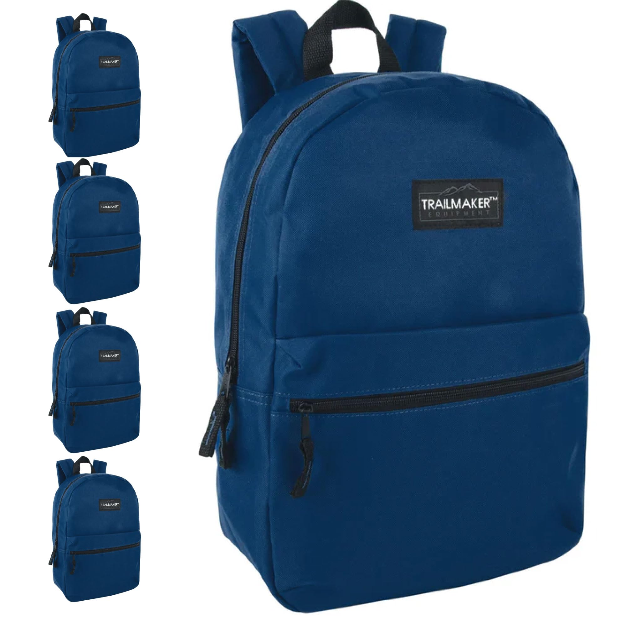 Trail maker 24 Pack- Classic 17 Inch Backpacks in Bulk Wholesale Back Packs for Boys and Girls (Assorted 12 Colors Pack)