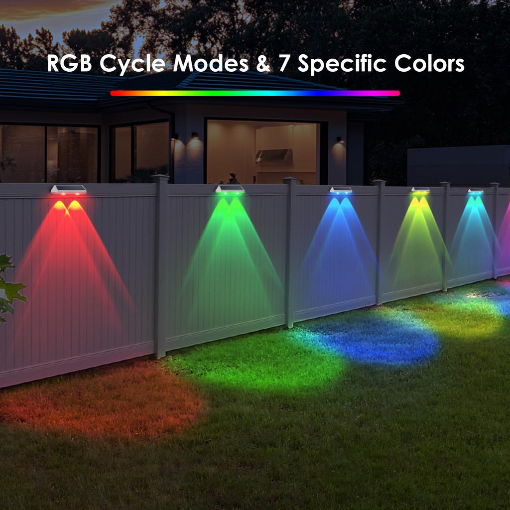 Solar Fence Lights Outdoor - 2700/4000/6000K 3 Mode, 8 Pack Solar Fence Lights Outdoor Waterproof LED, Fence Light Solar Powered for Outside, Backyard, Railing, Step, Patio,Wall and Home Improvement
