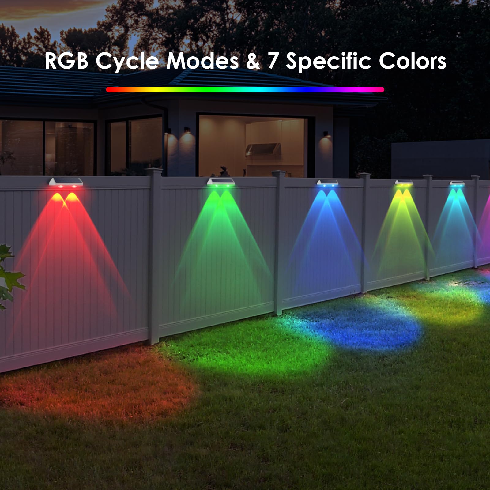 Solar Fence Lights Outdoor - 2700/4000/6000K 3 Mode, 8 Pack Solar Fence Lights Outdoor Waterproof LED, Fence Light Solar Powered for Outside, Backyard, Railing, Step, Patio,Wall and Home Improvement
