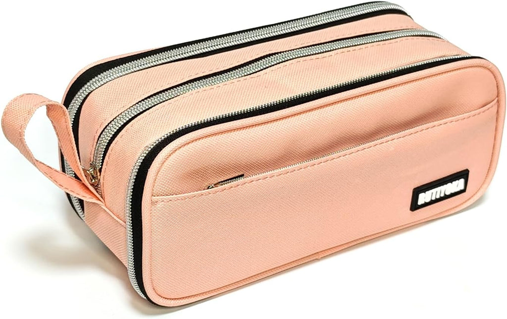 Large Pencil Case Pouch, Extra Big Pencil Bag with 4 Compartments for Kids, Oxford Cloth Pen Bag with Zipper, Pencil Organizer, Cute Aesthetic School Supplies for Teen Girls Boys Adults Pink