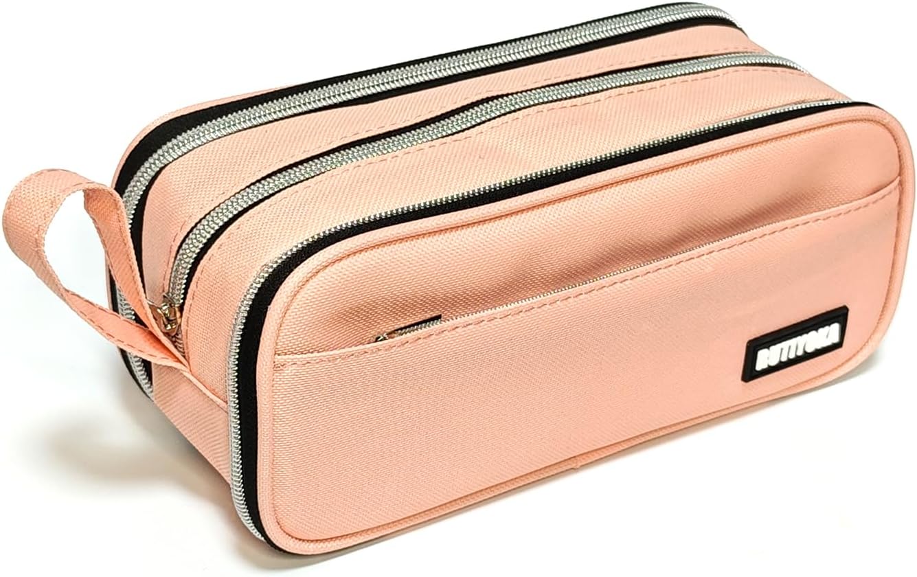 Large Pencil Case Pouch, Extra Big Pencil Bag with 4 Compartments for Kids, Oxford Cloth Pen Bag with Zipper, Pencil Organizer, Cute Aesthetic School Supplies for Teen Girls Boys Adults Pink