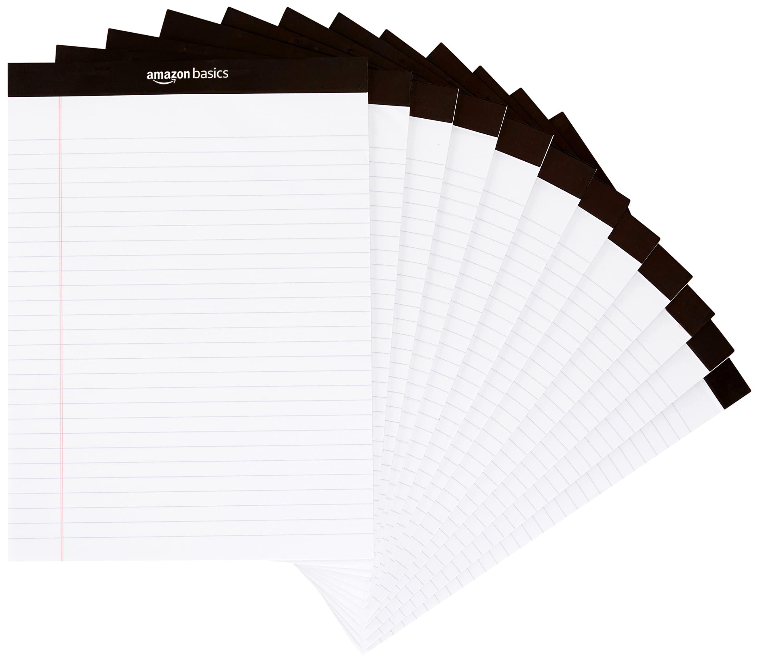 Amazon Basics Narrow Ruled Writing Pads, Perforated, 5" x 8", Multicolor, 6-Pack of 50 Sheets