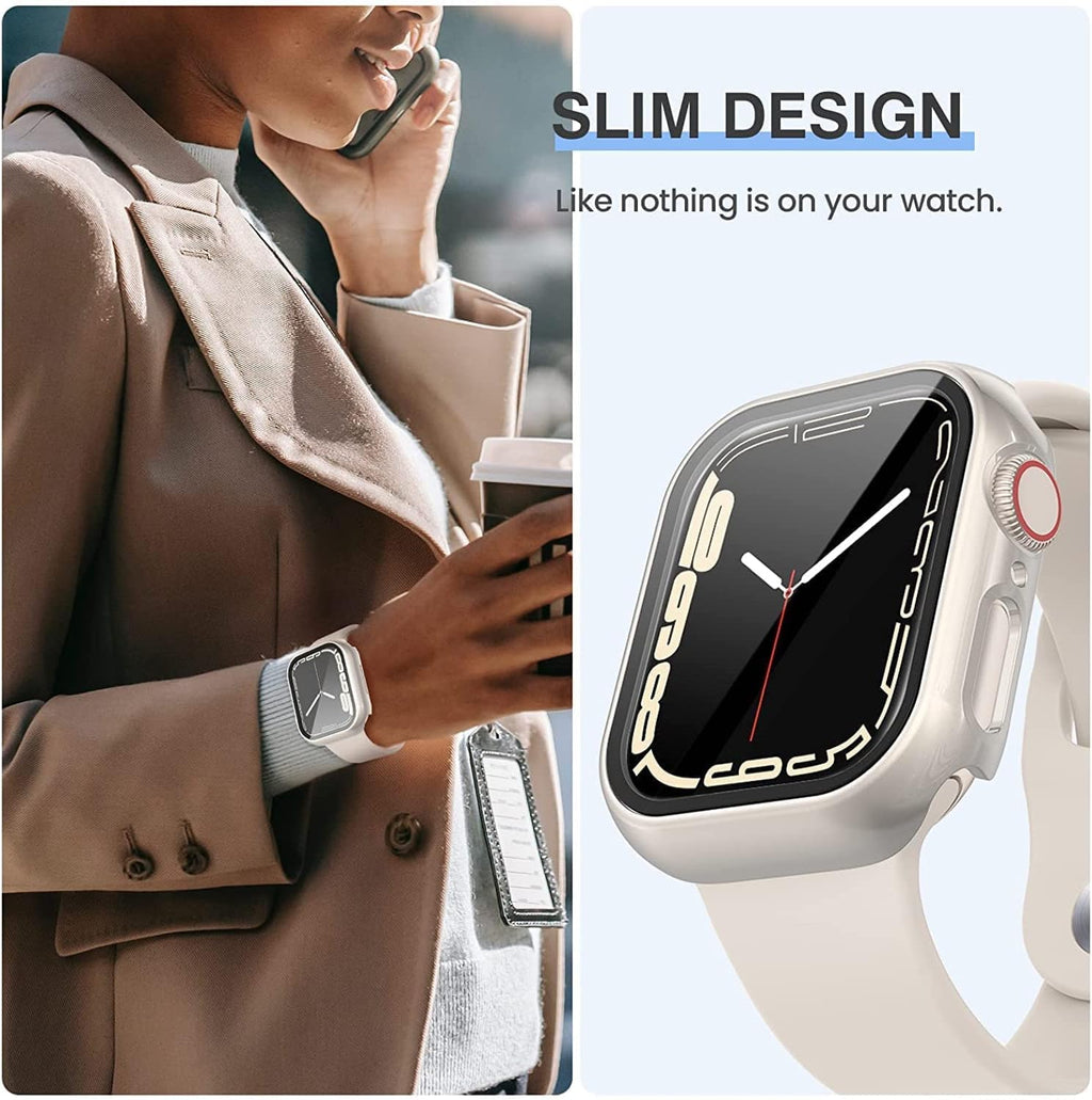 Tensea [3PCS for Apple Watch Screen Protector Case 41mm Series 9/8/7 Accessories, iWatch Protective Face Cover for Women Men, Tempered Glass Film Hard Bumper for iPhone Watch 41 mm