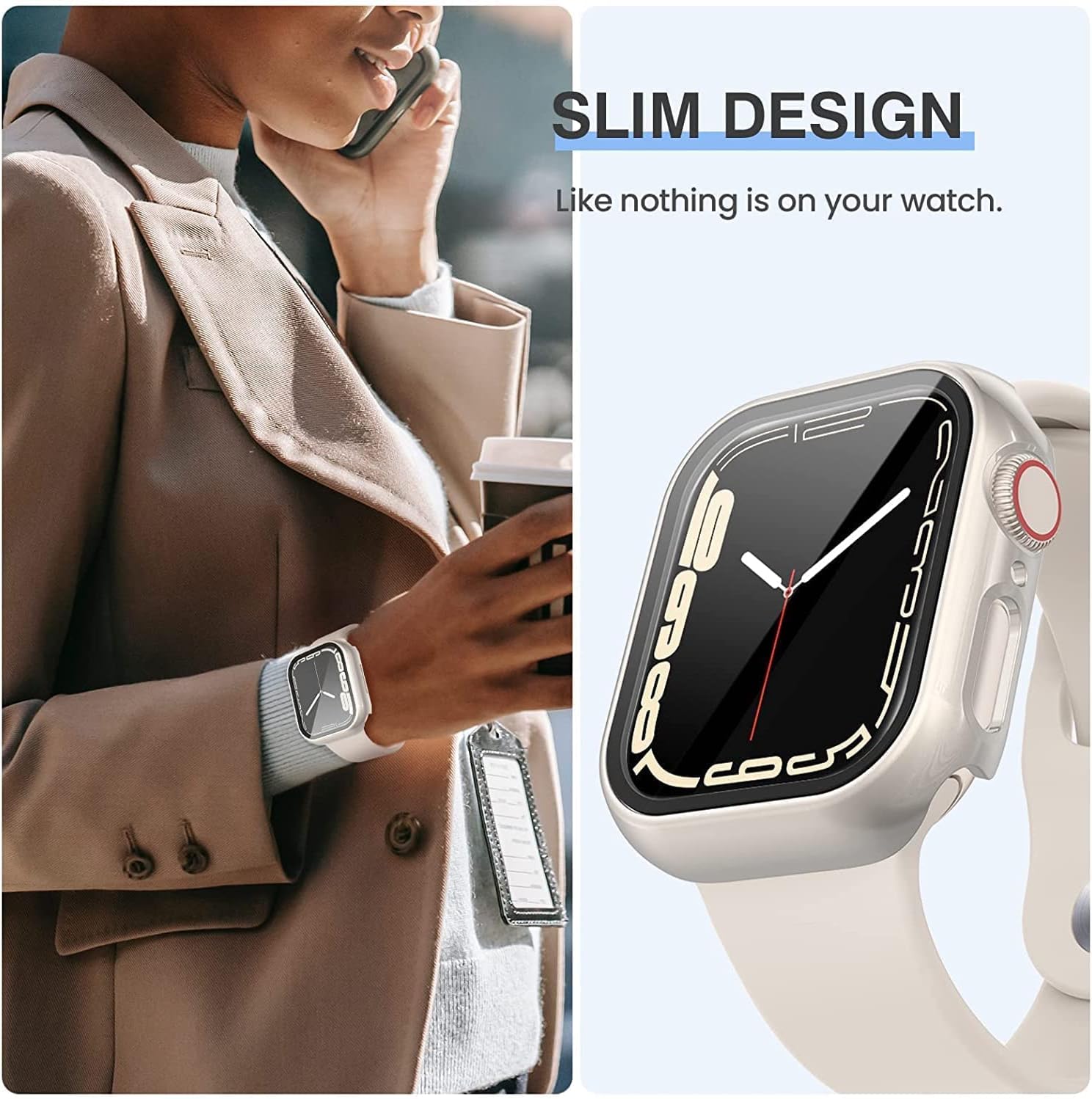 Tensea [3PCS for Apple Watch Screen Protector Case 41mm Series 9/8/7 Accessories, iWatch Protective Face Cover for Women Men, Tempered Glass Film Hard Bumper for iPhone Watch 41 mm