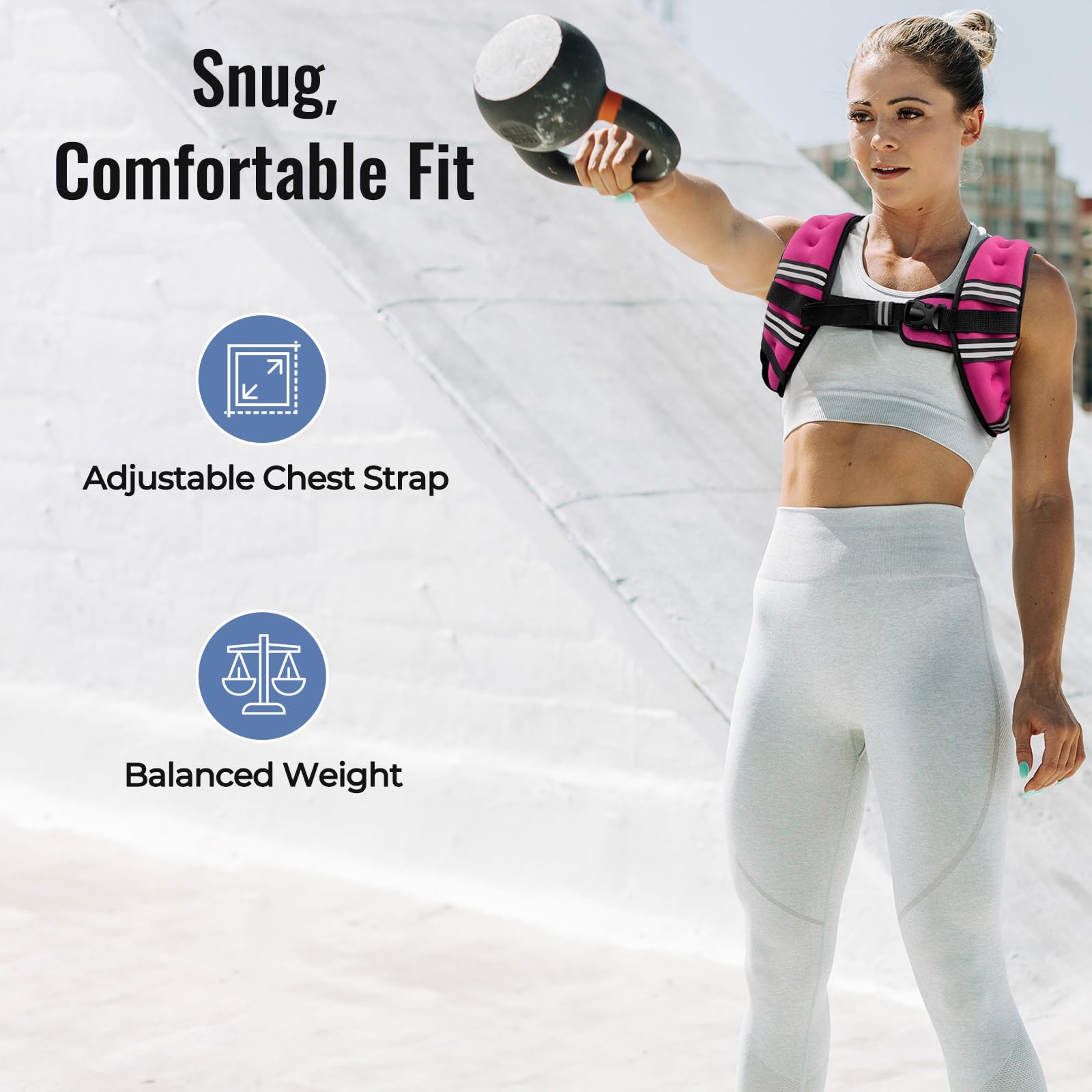 Zeerun Weighted Vest, 6lb/8lb/10lb/12lb/15lb/18lb/20lb/24lb/30lb for Men Women, Reflective Stripe Adjustable Buckle, Comfortable Durable Rucking Vest for Walking Running Strength Training