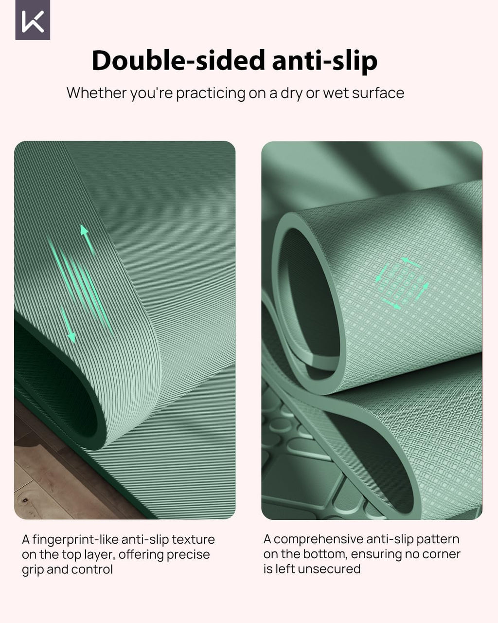 KEEP Extra Wide Yoga Mat, 7mm Thick 72" x 32" Exercise Mat | 7mm thick Extra wide yoga mat with carry strap for home workout, yoga, exercise and Pilates