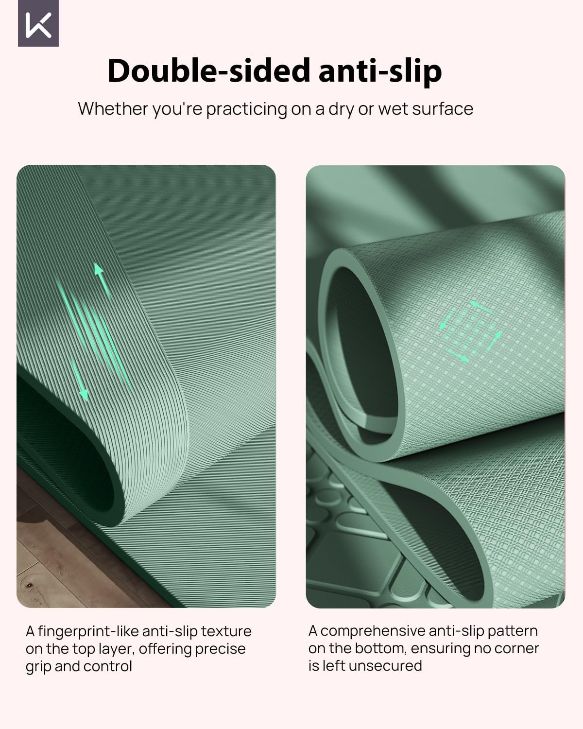 KEEP Extra Wide Yoga Mat, 7mm Thick 72" x 32" Exercise Mat | 7mm thick Extra wide yoga mat with carry strap for home workout, yoga, exercise and Pilates