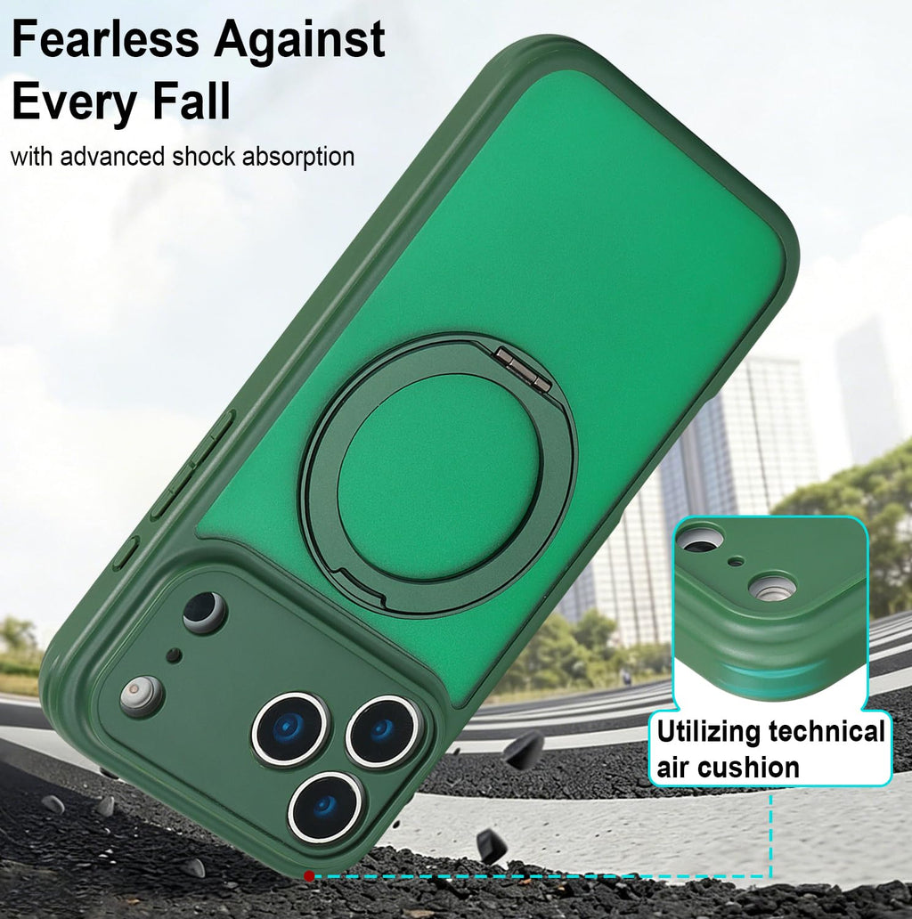 for iPhone 17 Pro Max Case Compatible with MagSafe Full-Body Magnetic Phone Case with Built-in Tempered Glass Screen Protector& Stand for iPhone17 Pro Max Cover, Orange