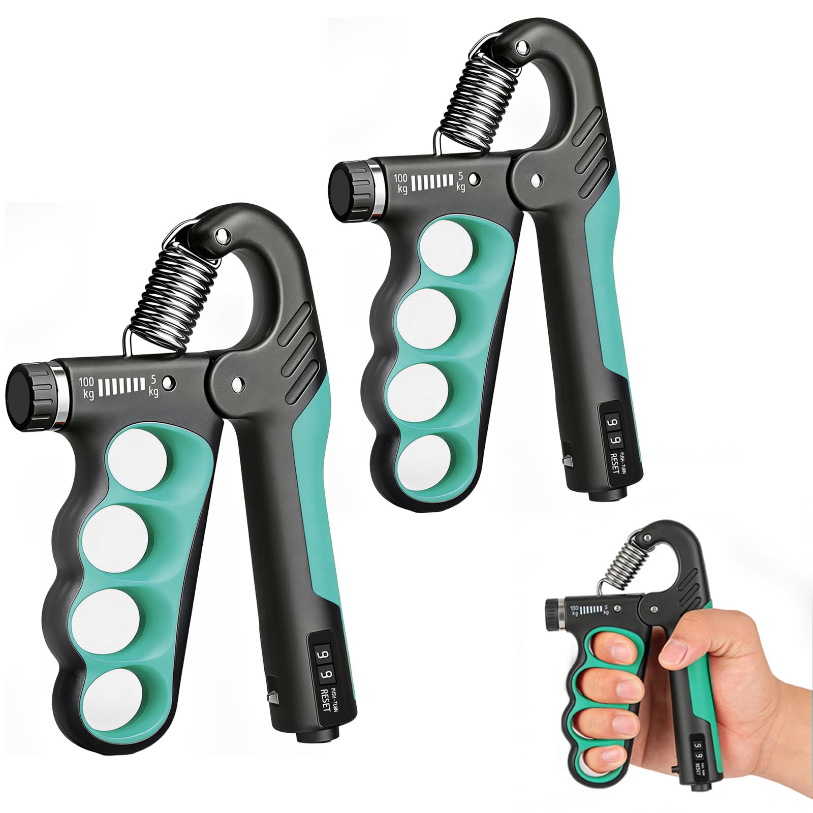 Hand Gripper Strengthener, 11-220LBs Adjustable Resistance Grip Strength Trainer with Counter, Forearm Exerciser for Injury Recovery and Muscle Building