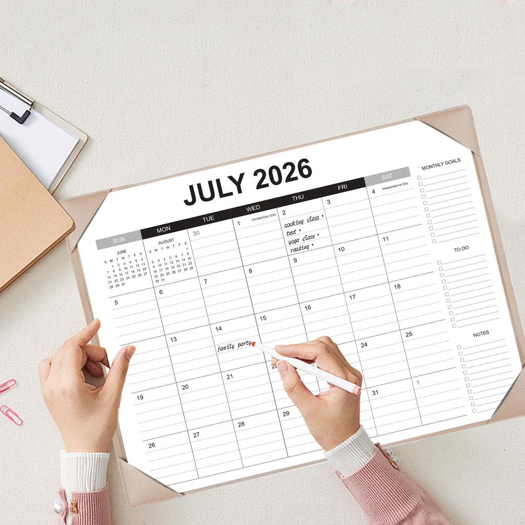 Desk Calendar 2026-2027 with Desk Mat – 22" x 17" Large Desk Pad Calendar Runs from July 2026 to December 2027, Office Supplies Desktop Monthly Calendar for Home & Office