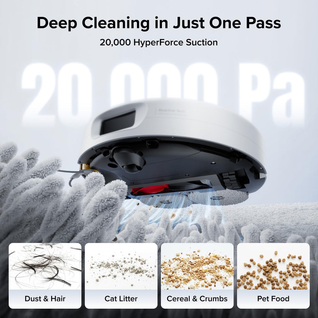 roborock Qrevo S5V Robot Vacuum and Mop, FlexiArm Edge Mopping, 12,000Pa Suction, Dual Zero-Tangle System, Smart Obstacle Avoidance, 10mm Mop Lifting, Auto Mop Washing&Drying, Self-Emptying&Refilling