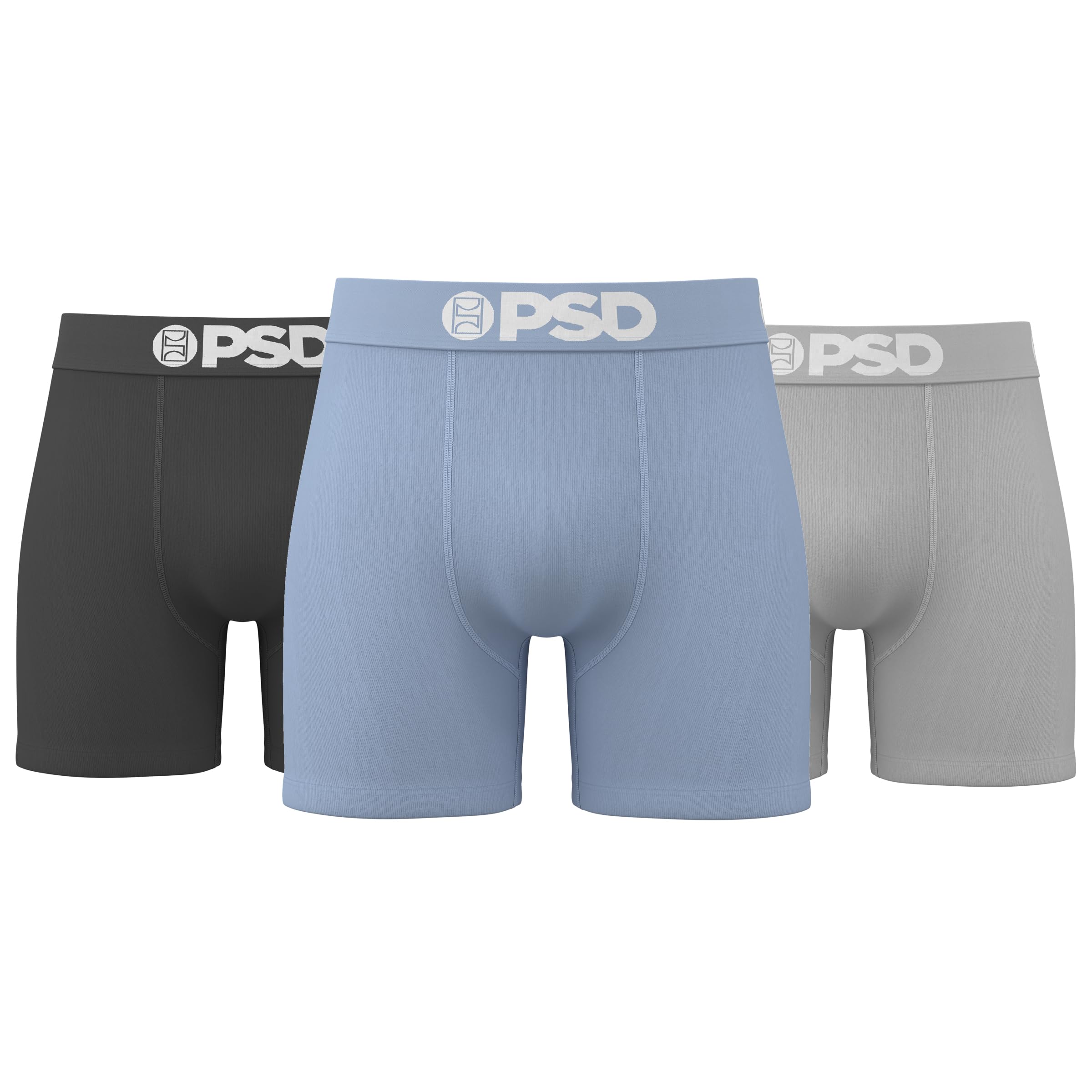 PSD Underwear Mens Boxer Briefs - 3 & 6 Pack, Mid & Standard Length, Soft & Breathable Boxer Briefs for Men