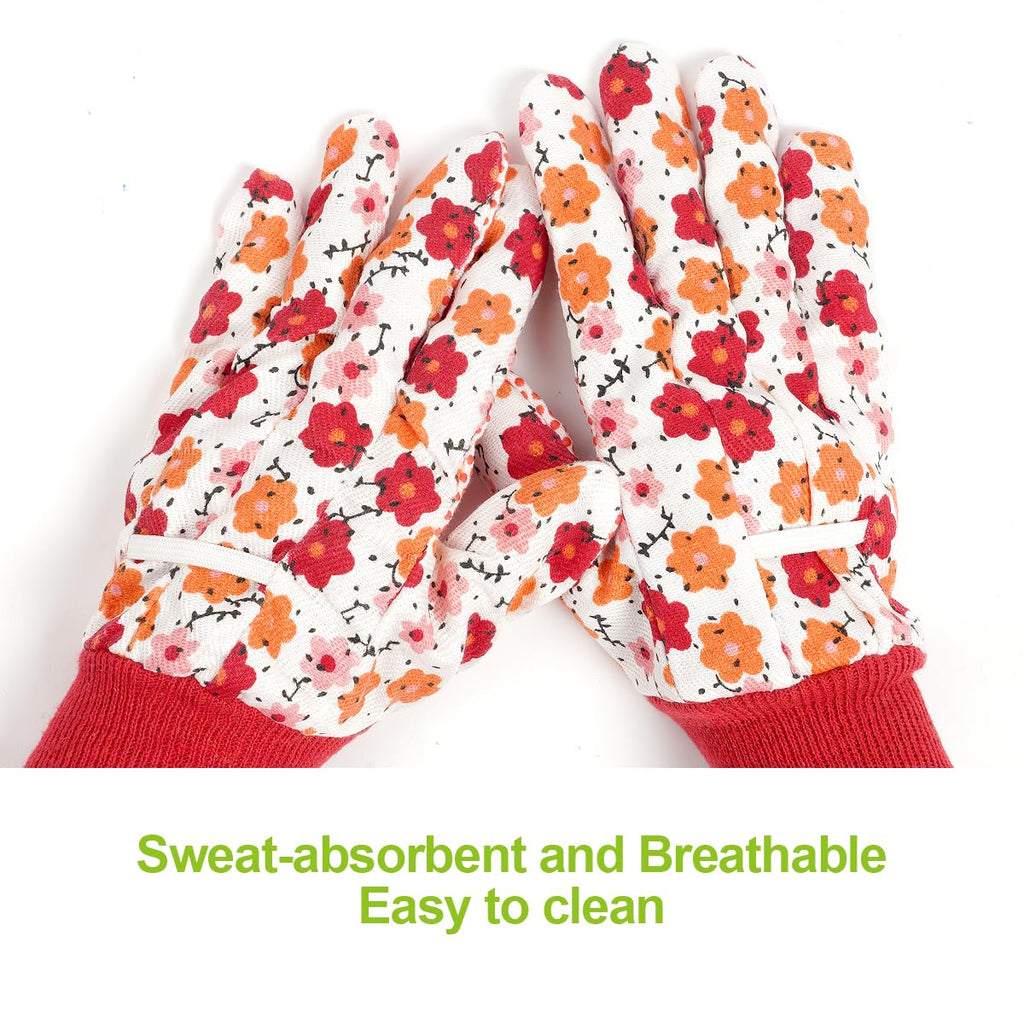 Ainiv Floral Gardening Gloves for Women/Ladies, Non-Slip Garden Work Gloves,Breathable Yard Work Glove Light Working Gloves