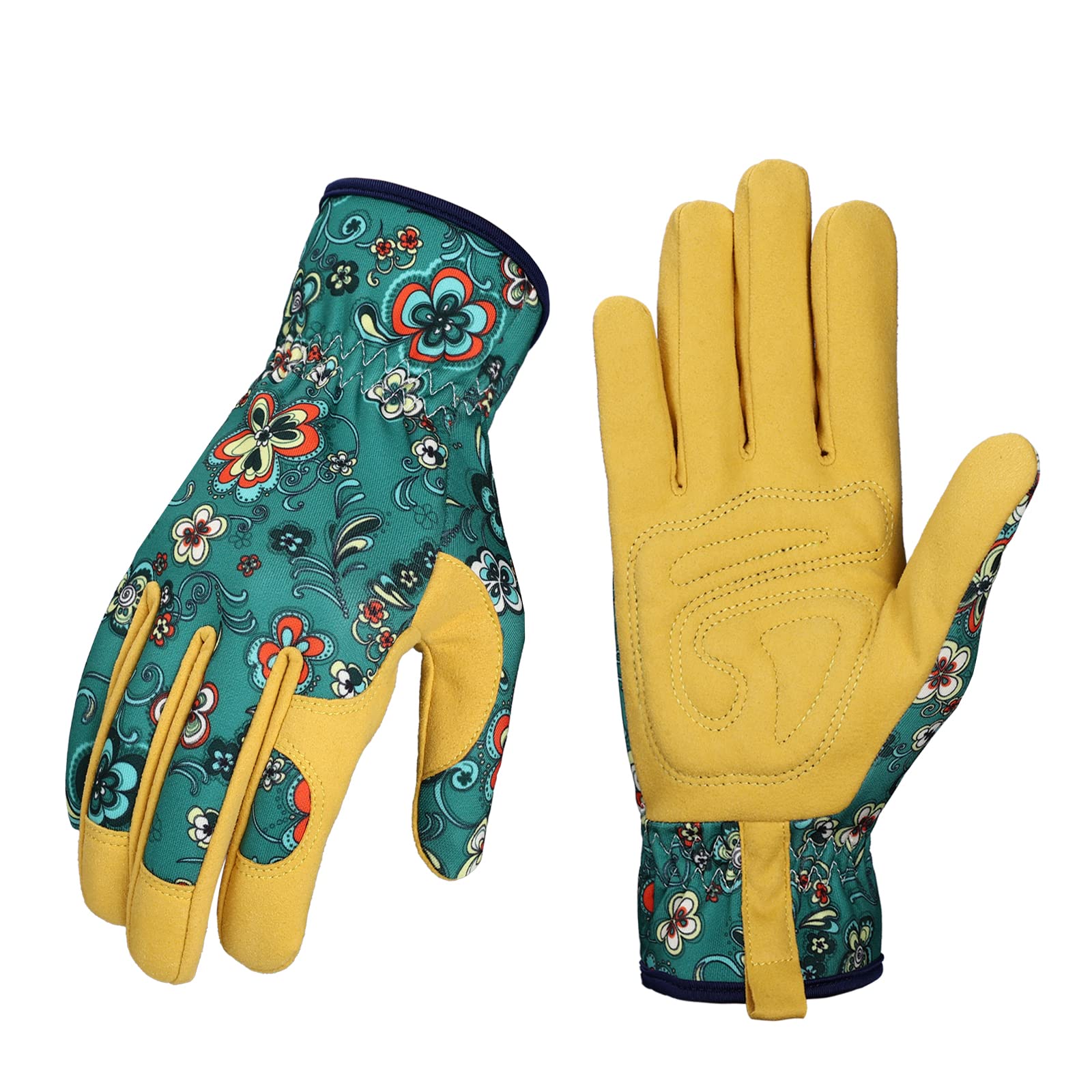 Bamllum Leather Gardening Gloves for Women - Working Gloves for Weeding, Digging, Planting, Raking and Pruning