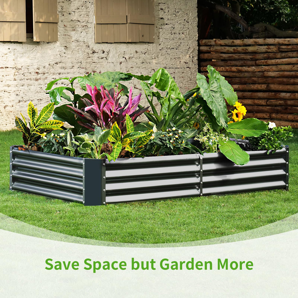 Land Guard 3 Pack 8×4×1ft Galvanized Metal Raised Garden Bed, Metal Planter Kit Box Outdoor for Deep-Rooted Vegetables, Flowers, Green and Herbs, Silver