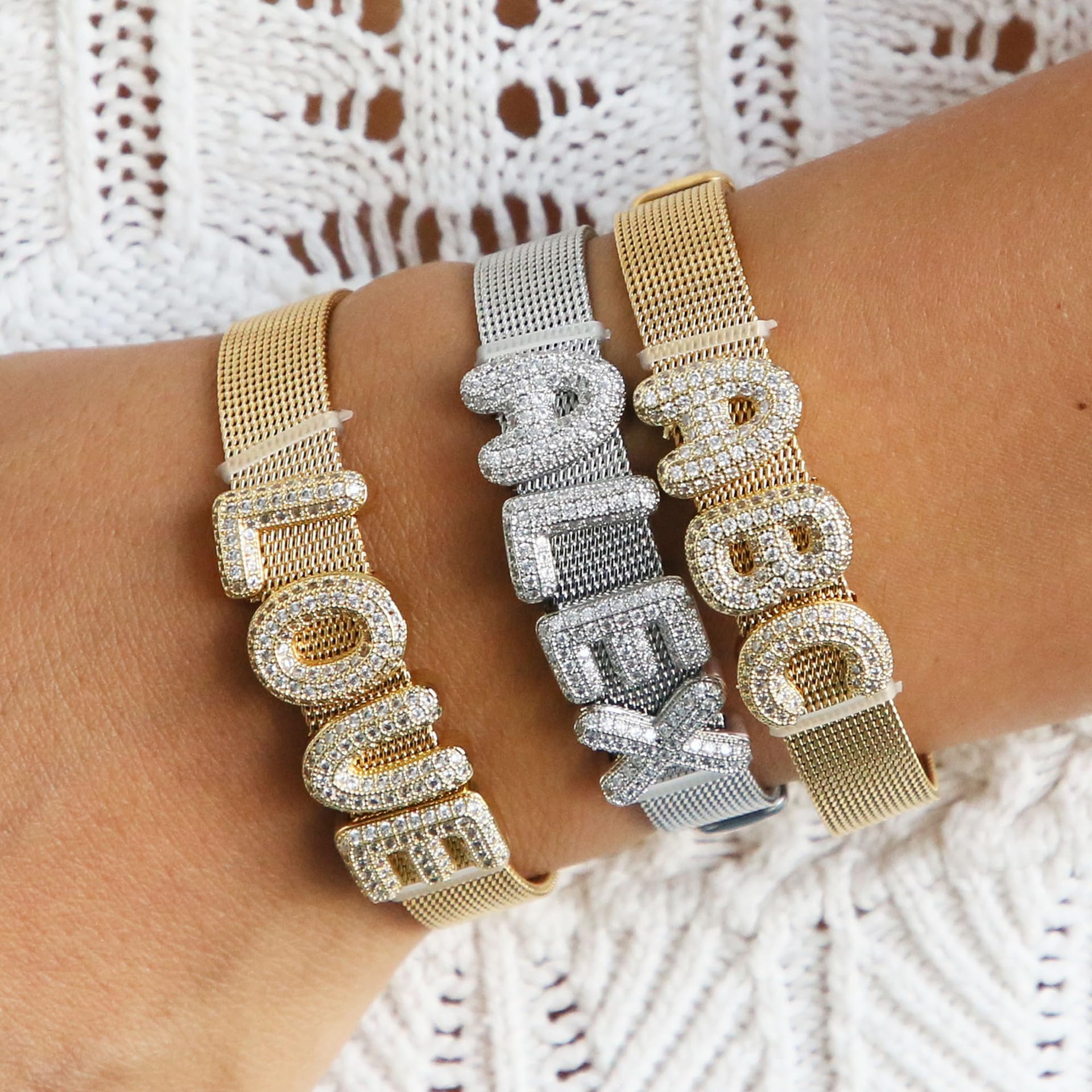 Personalized Name Bracelet for Women | Custom Bubble Letter, Jewelry Gift for Mom, Bridesmaid, Girlfriend