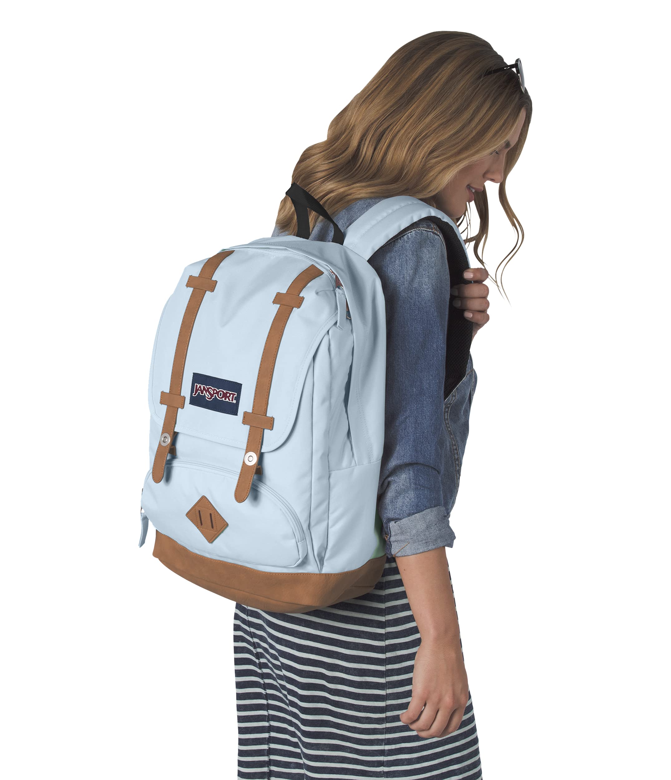 JanSport Cortlandt Laptop Backpack, Misty Rose, 15” Laptop Sleeve-Synthetic Leather Shoulder Computer Bag with Large Compartment, Padded Straps-Book Rucksack for Men, Women