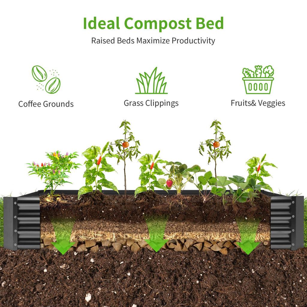 Land Guard 3 Pack 8×4×1ft Galvanized Metal Raised Garden Bed, Metal Planter Kit Box Outdoor for Deep-Rooted Vegetables, Flowers, Green and Herbs, Silver