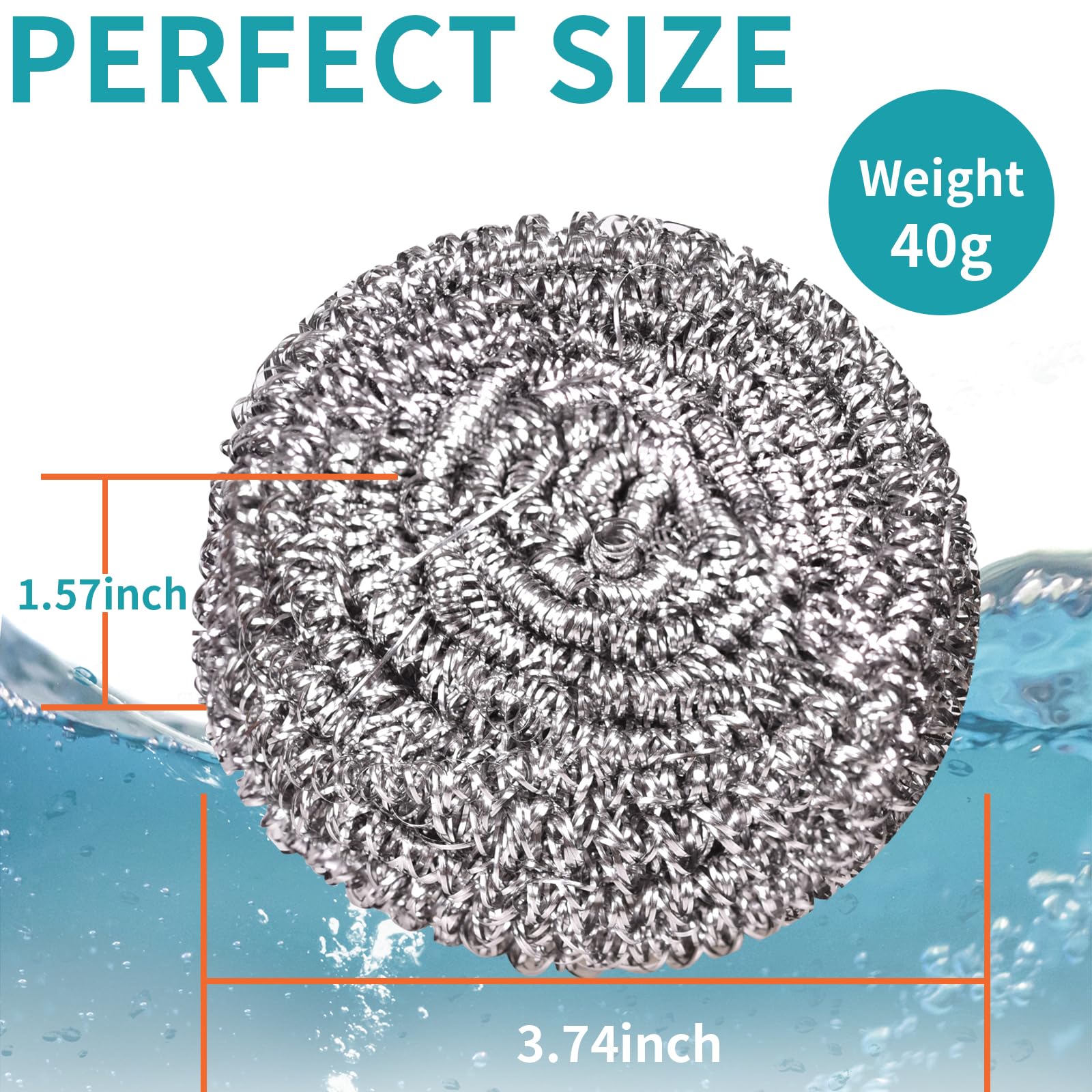 12Pcs Steel Wool Scrubber Pads for Cleaning Dishes, Pans, Pots, Ovens, Grills, Sinks - Stainless Steel Scrubbers for Kitchen, 12 Pack