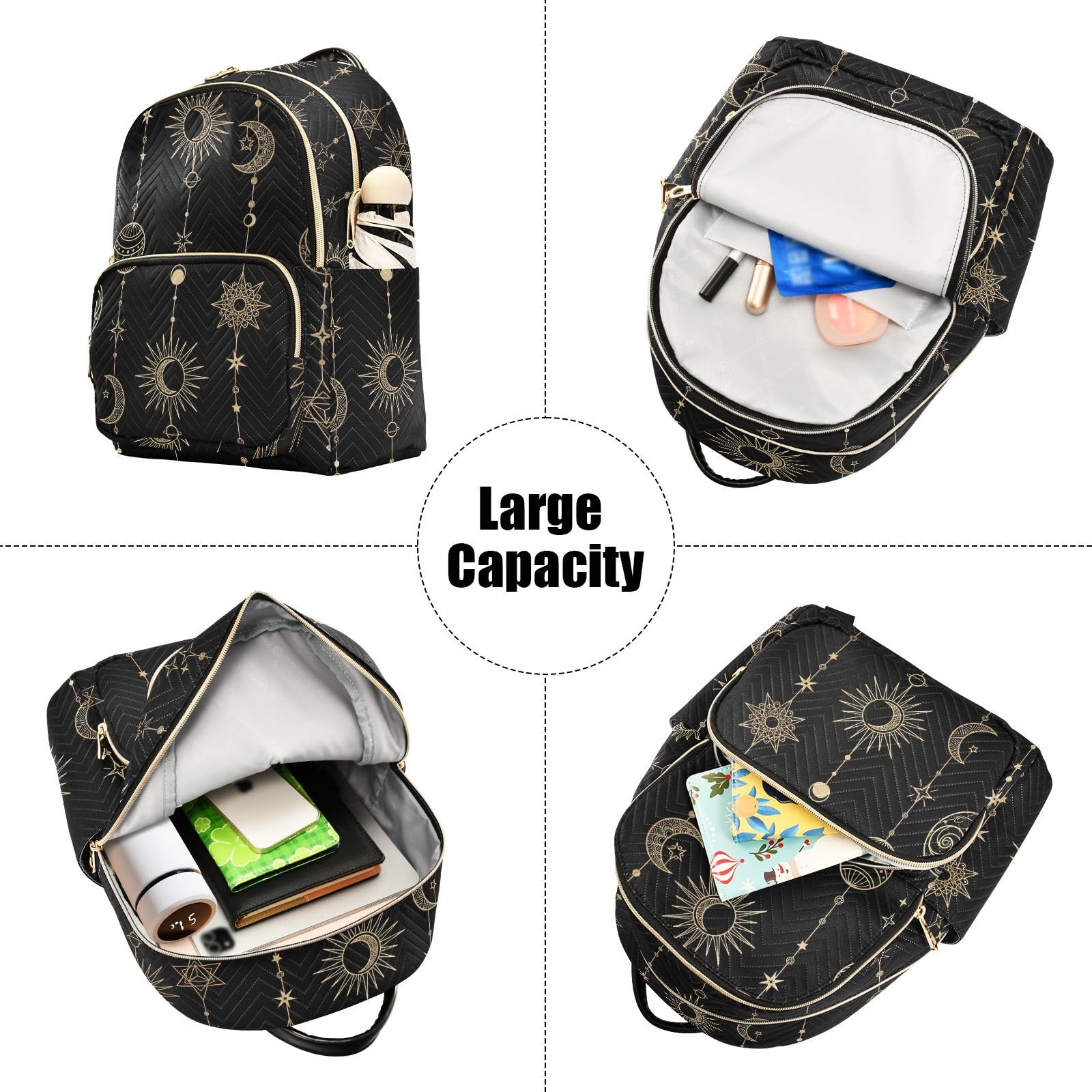 ALAZA Sun Moon Stars Witchy Small Backpack Purse for Women Travel Bag Fashion Daypack Back Pack Shoulder Bag