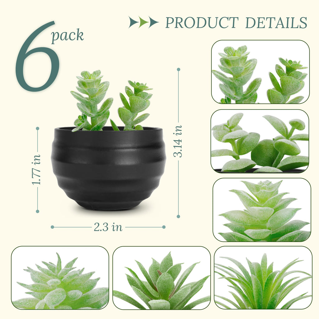Der Rose 6 Pack Succulents Fake Plants for Bedroom Bathroom Home Decor | Small fake plants，perfect for aesthetic living room shelf decor，office desk accessories，gifts for women，fresh all year