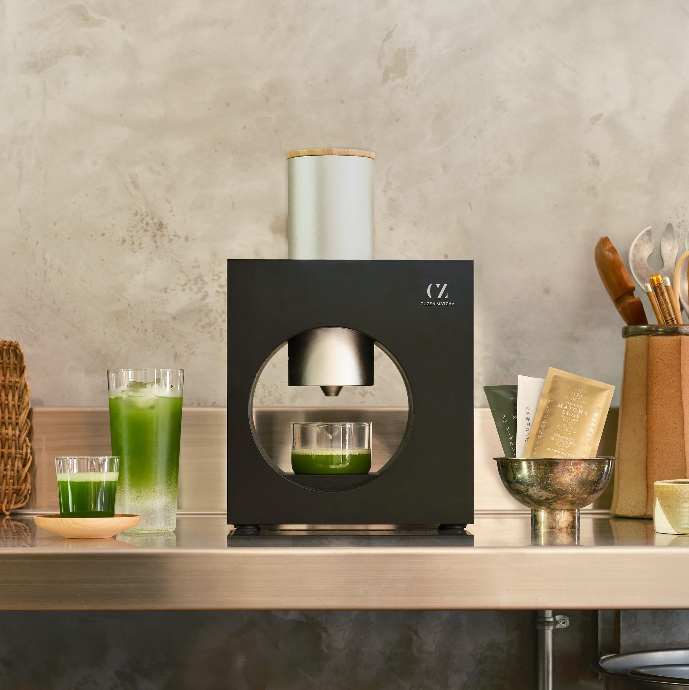Matcha Maker Starter Kit, an Innovative At-home Matcha Machine that Produces Freshly Ground Matcha from Organic Shade-grown Japanese Tea Leaves (White)