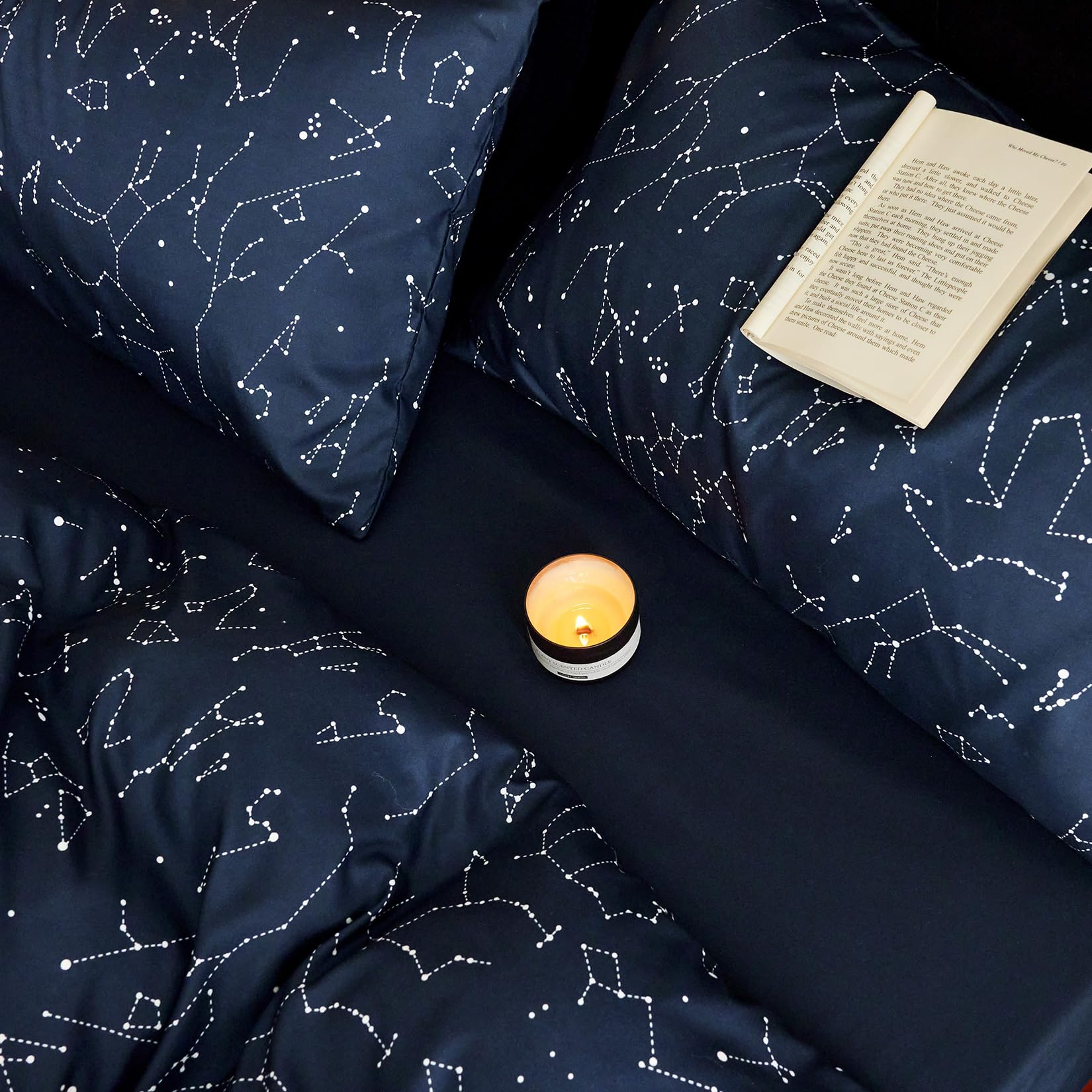 Wake In Cloud - Constellation Comforter Set, Celestial Space Star Galaxy Astrology, Soft Lightweight Bedding for Teen Kids Boys Girls, 3 Pieces, Navy Blue, Twin/Twin XL Size