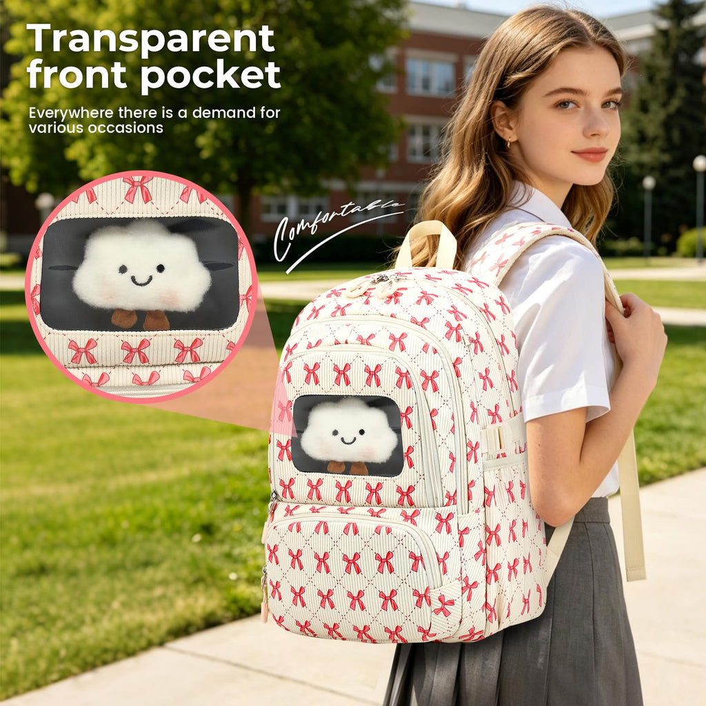 Corduroy School Backpack Set for Girls Boys Women, 3Pcs Kids Bookbag with Lunch Box & Pencil Pouch, Elementary Middle High School College Daypack 15.6" Laptop Bag for Work Travel, Leopard Brown