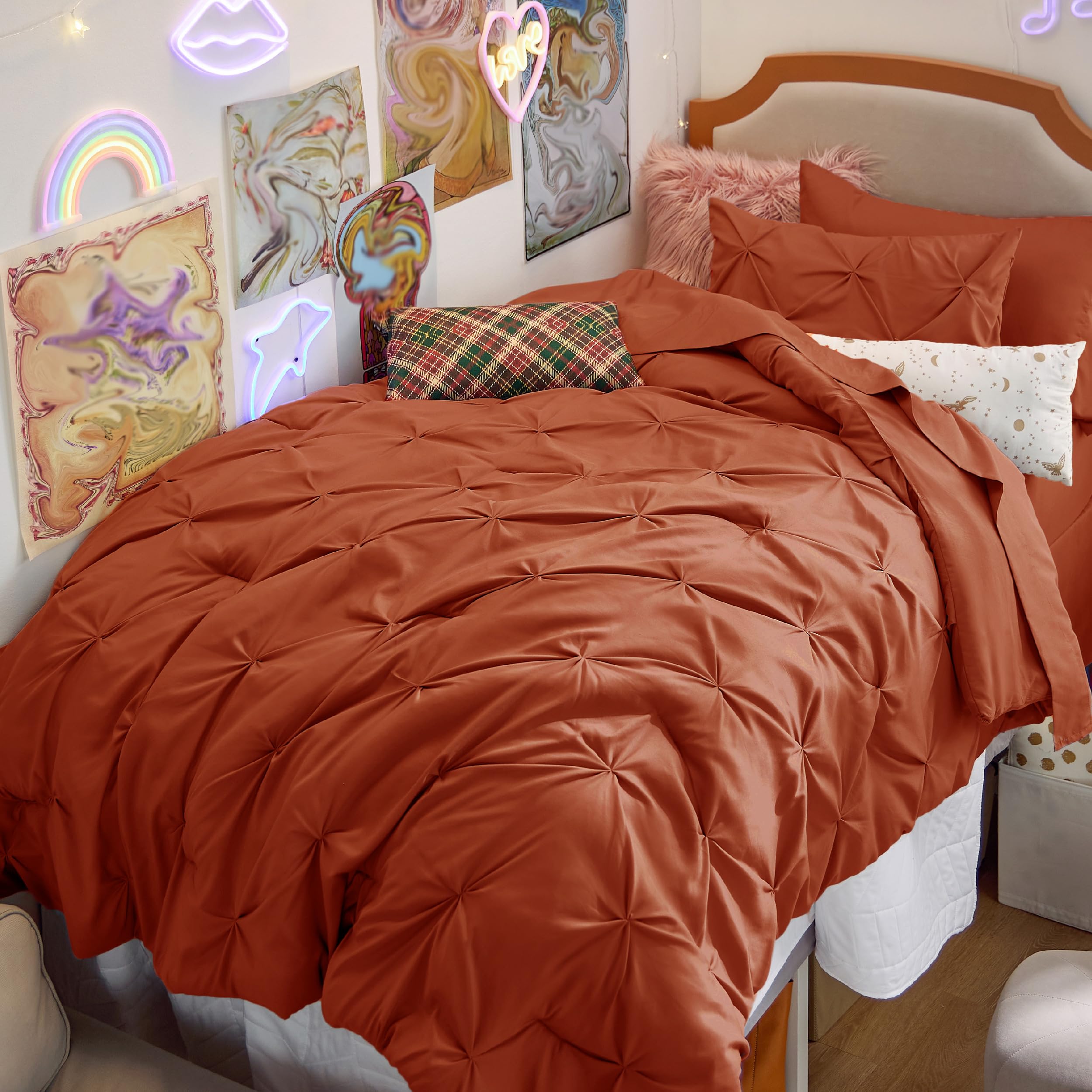 Bedsure Twin XL Comforter Set Pink - Dorm Room Essentials for Girls, Extra Long Twin XL Bedding Set with Sheets, All Season Down Alternative Comforter with Sheets, Pillowcase & Sham