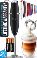 Zulay Kitchen Powerful Milk Frother Wand With Duracell Batteries - Ultra Fast Handheld Drink Mixer - Electric Whisk Foam Maker for Coffee, Lattes, Cappuccino & Matcha - Z1 Motor - Black