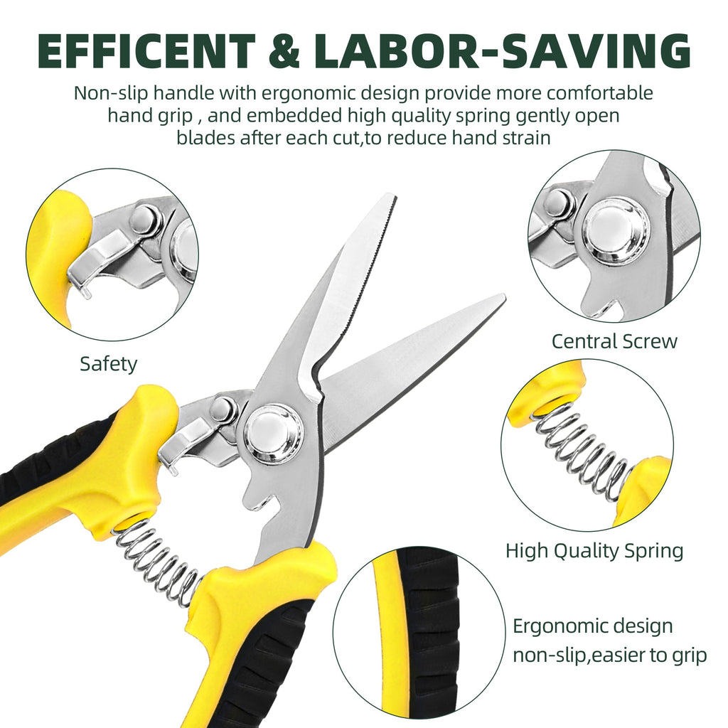 EWPJDK 3 Pack Garden Pruning Shears, Stainless Steel Shears, Gardening Shears, Scissors, Garden Clippers, Pruning Snips, Pruning Shears for Gardening Tools