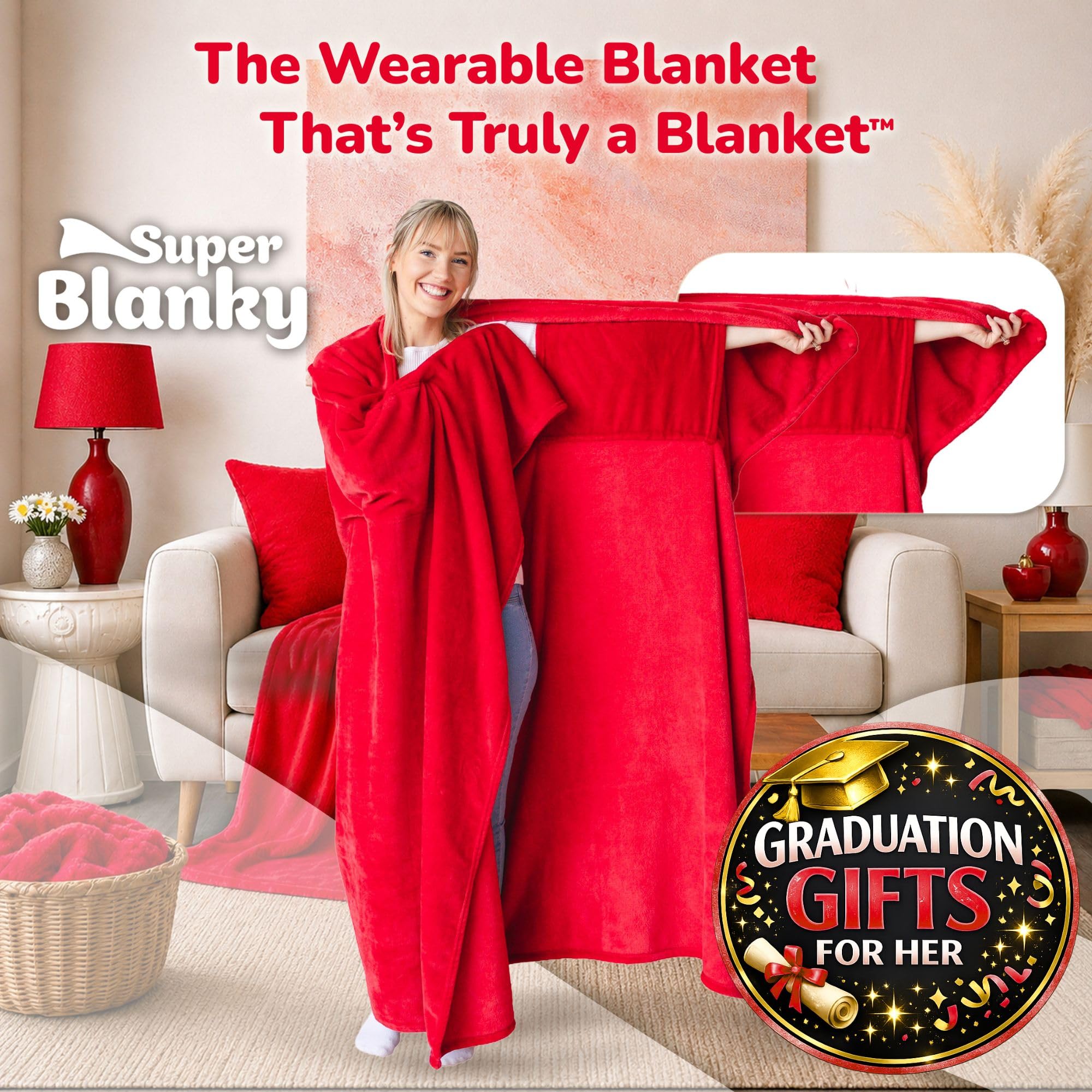 Super Blanky Wearable Blankets for Women & Men, Graduation Day Gift for Her, Cozy Gifts for Women, Wife Birthday Gifts Ideas