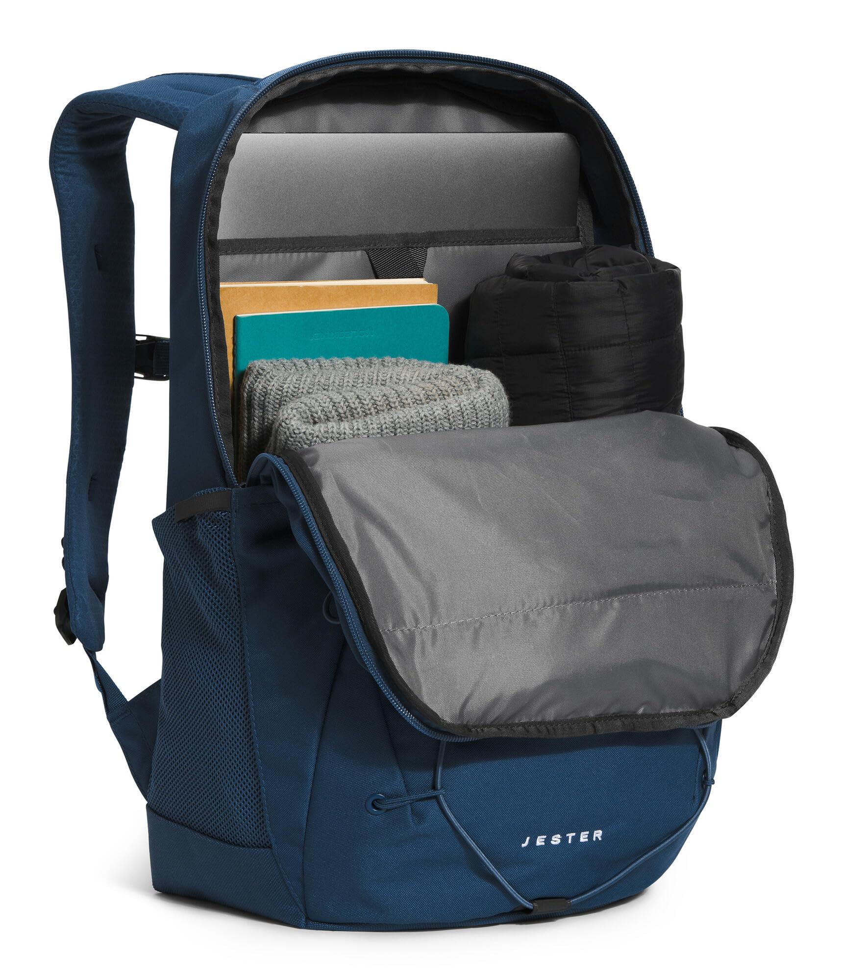 The North Face Jester Everyday Laptop Backpack - Commuter Daypack, Water Repellent, Laptop Sleeve, TNF Black-NPF, One Size | 28L recycled polyester with DWR finish, padded 16 in sleeve, chiropractor-endorsed FlexVent suspension, bottle pockets