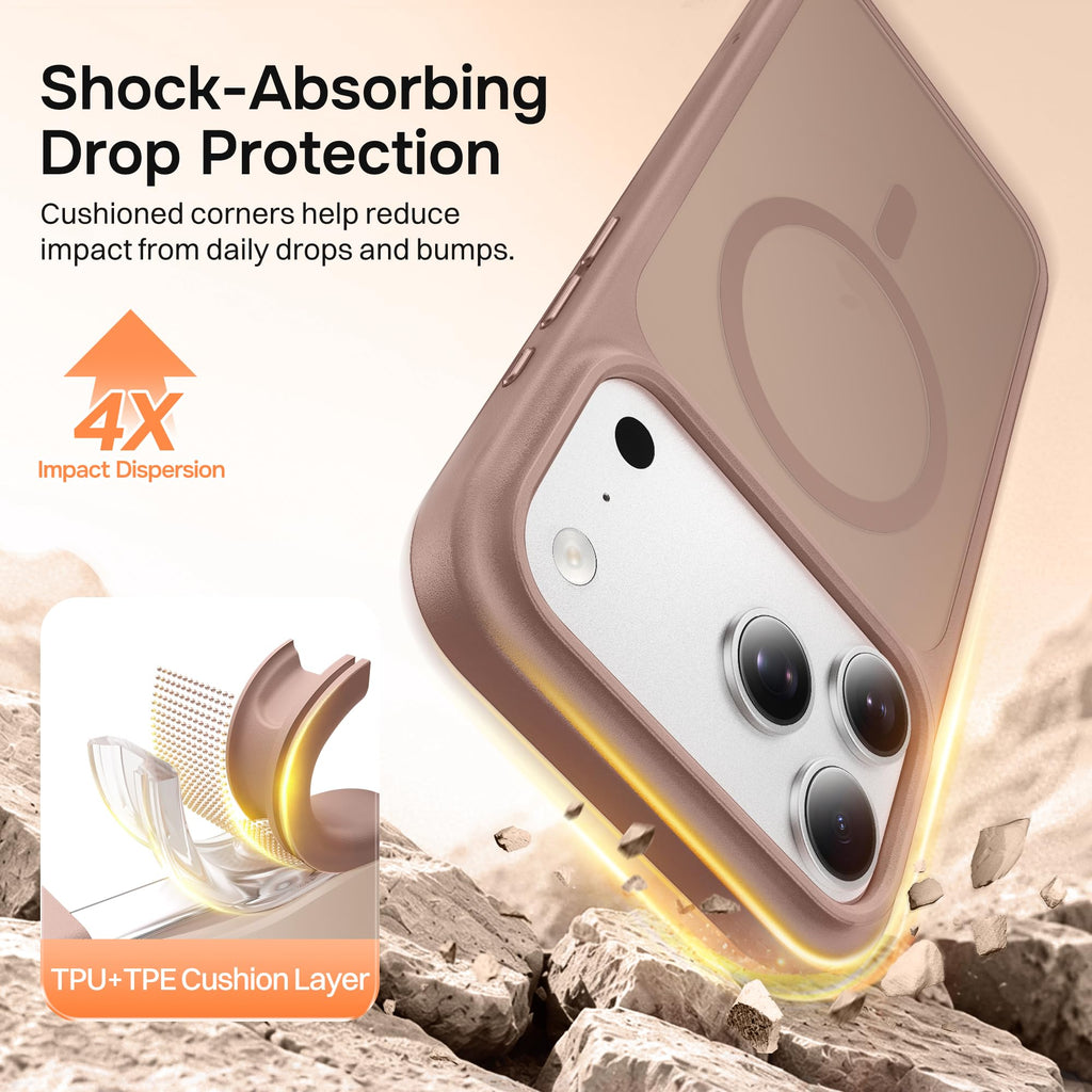 Magnetic for iPhone 17 Pro Max Case, Compatible with MagSafe, [Military Grade Drop Protection] Translucent Matte Shockproof Protective Anti-Fingerprint Phone Case, 6.9", Dark Purple