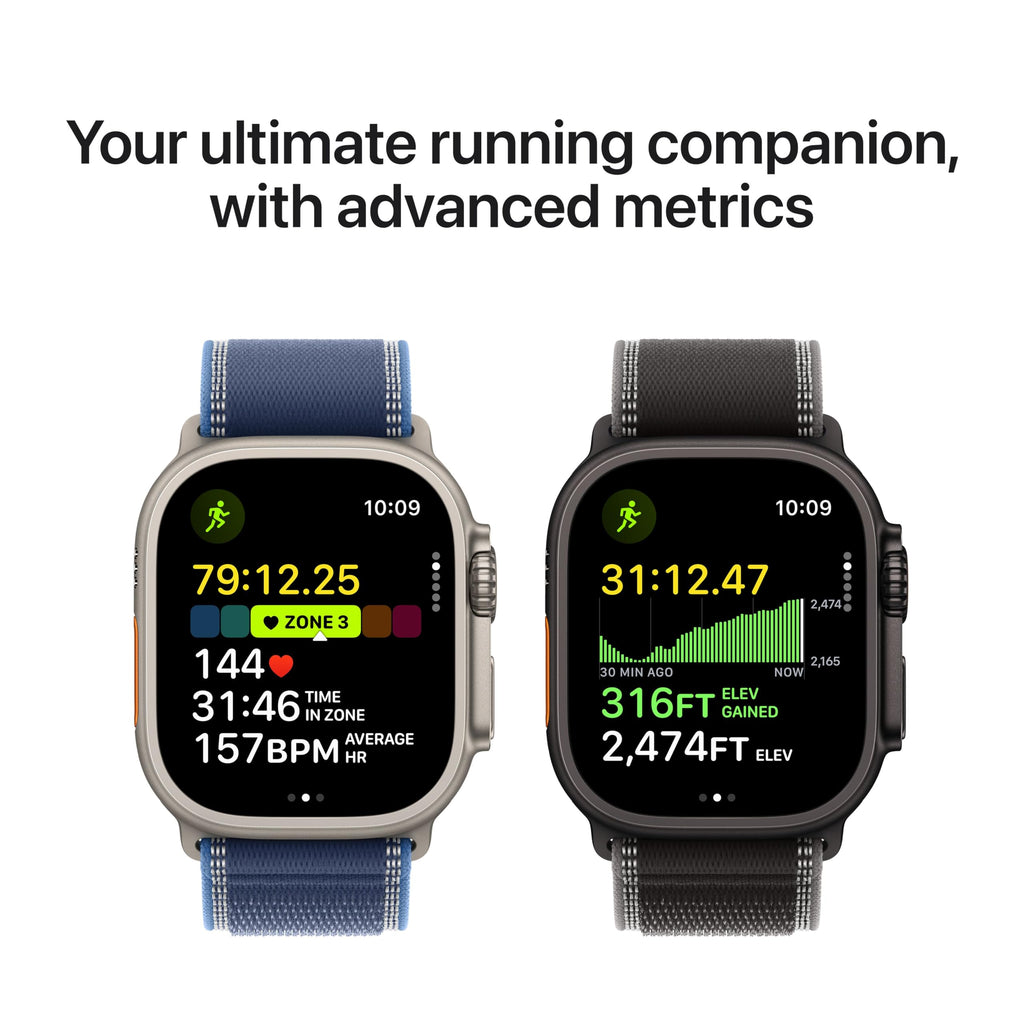 Apple Watch Ultra 3 [GPS + Cellular 49mm] Running & Multisport Smartwatch w/Rugged Titanium Case w/Black/Charcoal Trail Loop - S/M. Satellite Communications, Advanced Health & Fitness Tracking