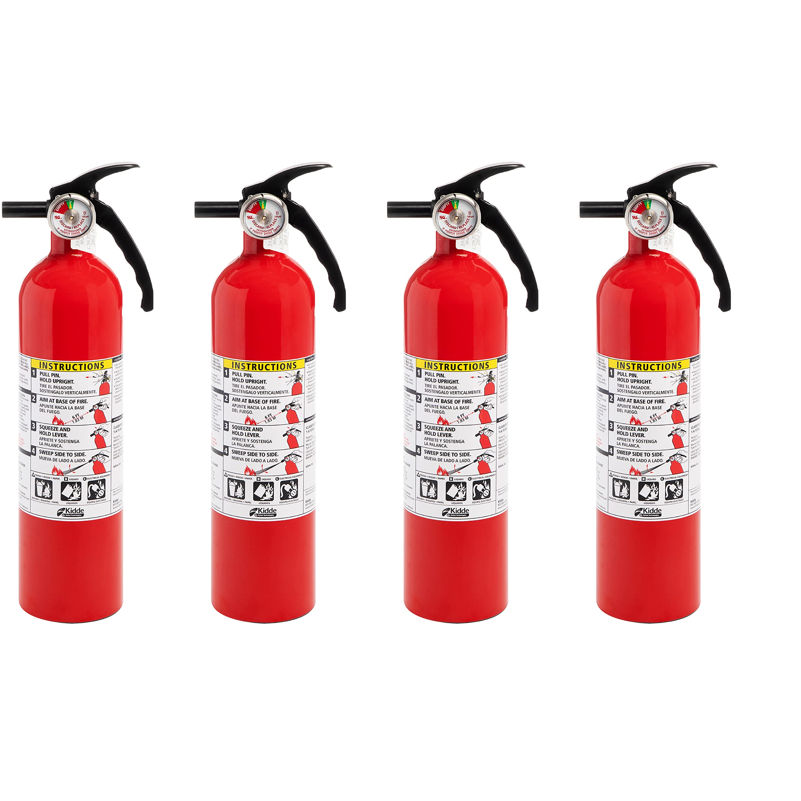 Kidde Basic 110 Fire Extinguisher for Home, 1-A:10-B:C, FA110G, 1 Pack | Residential Multi-Purpose Extinguisher for Small Common Household Fires, 2.5 lb. Dry Chemical