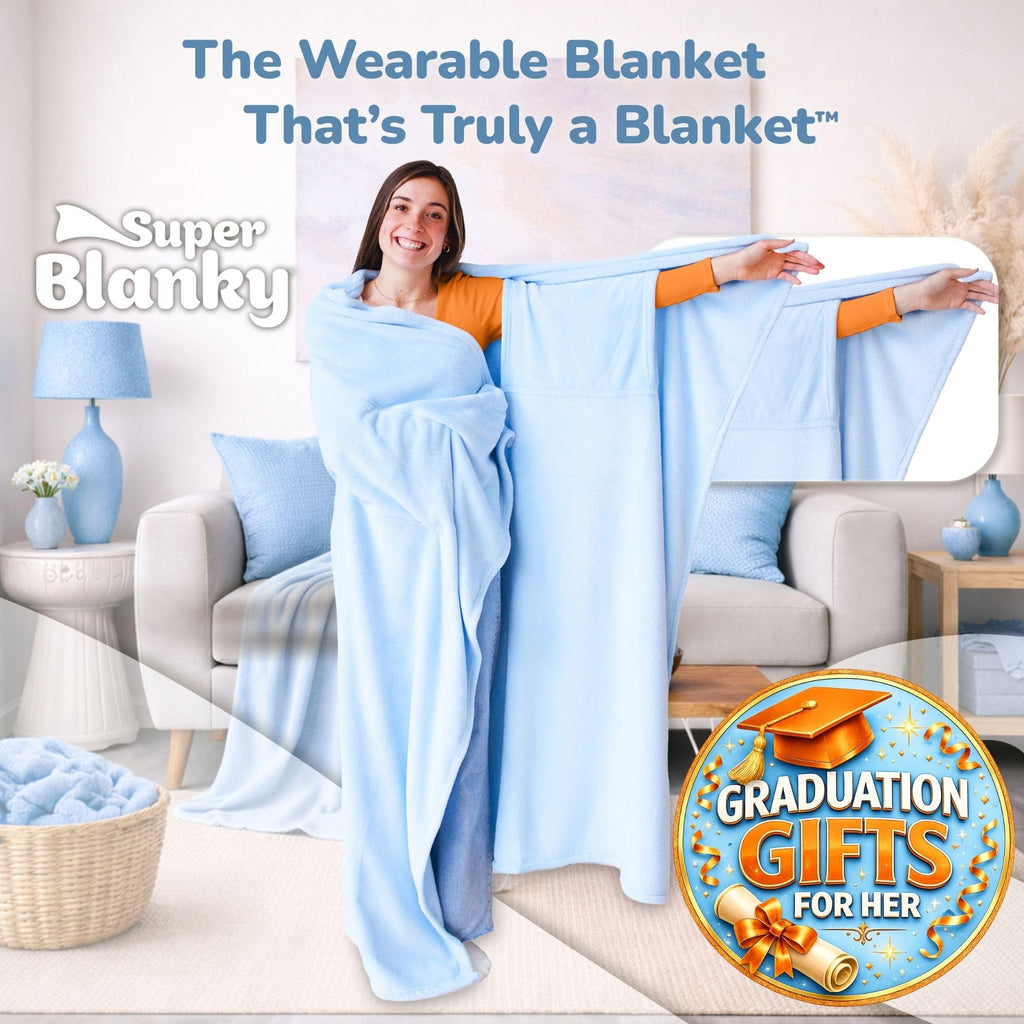 Super Blanky Wearable Blankets for Women & Men, Graduation Day Gift for Her, Cozy Gifts for Women, Wife Birthday Gifts Ideas