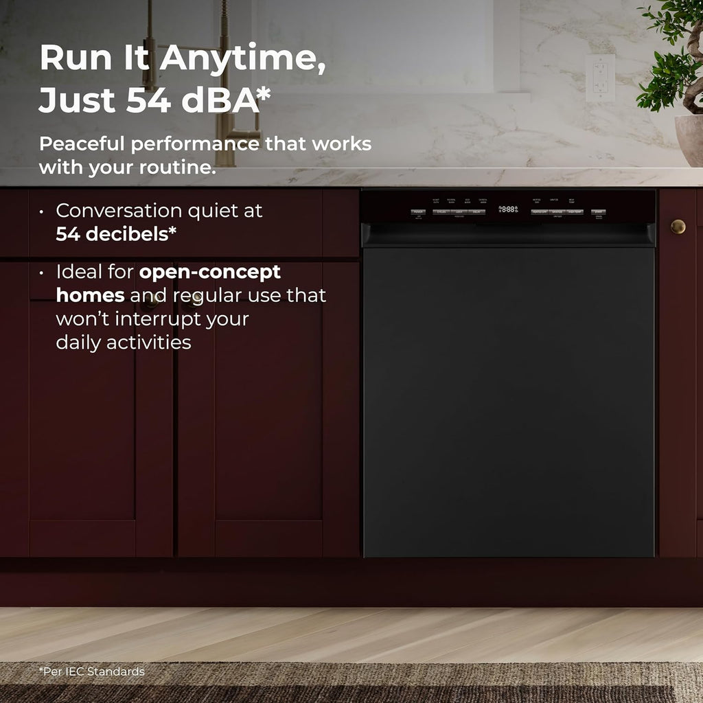 Kenmore 24" Hybrid Tub Dishwasher - Black | 54 DBA - MoreSpace Adjustable Rack, UltraWash, High Temp & SmartWash - 12 Place Settings - ENERGY STAR Certified